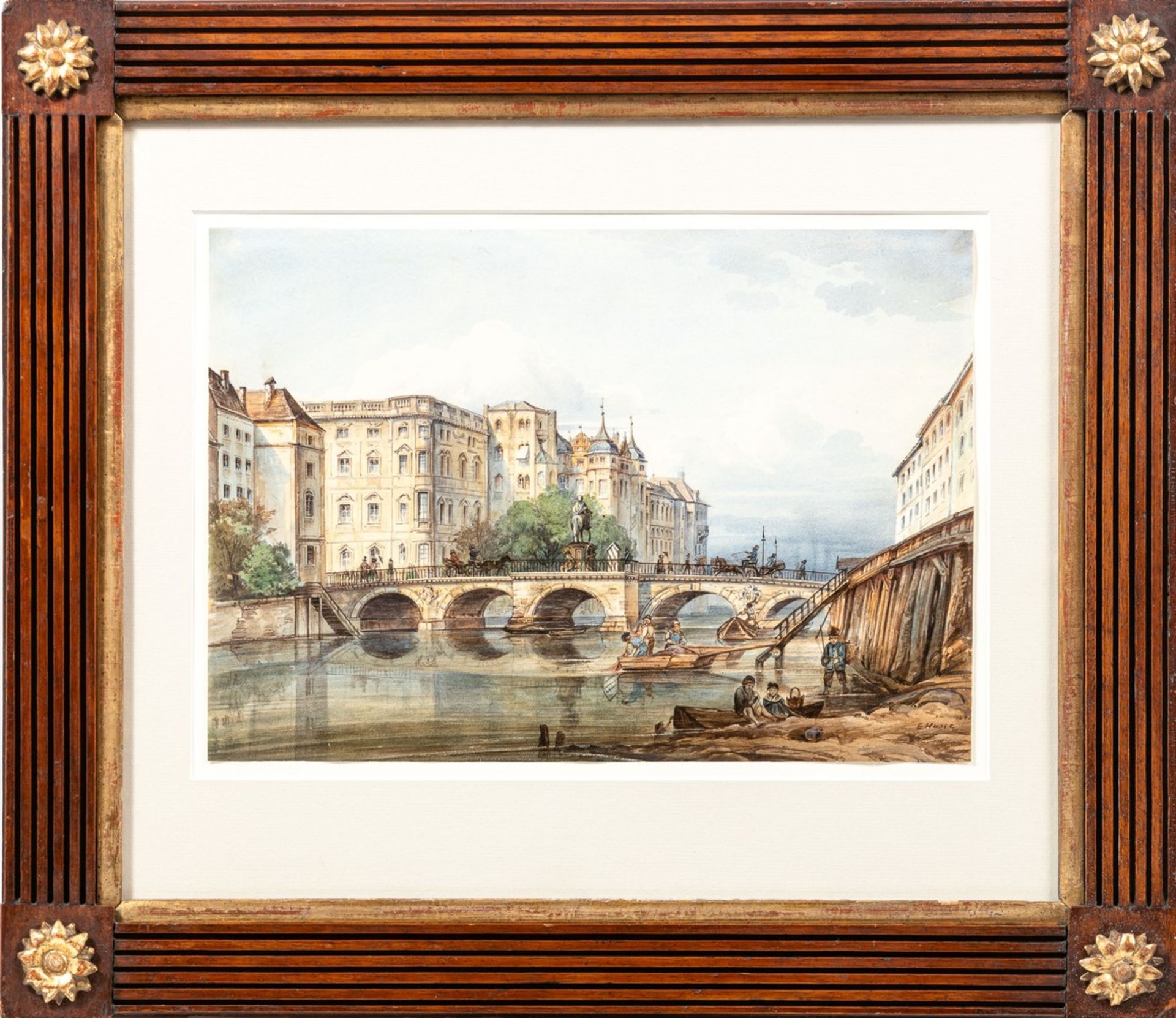 Hasse , Ernst (Erfurt, Dresden 1819-1862)Berlin. Lange Brücke mit Königlichem SchlossSign. u. dat.