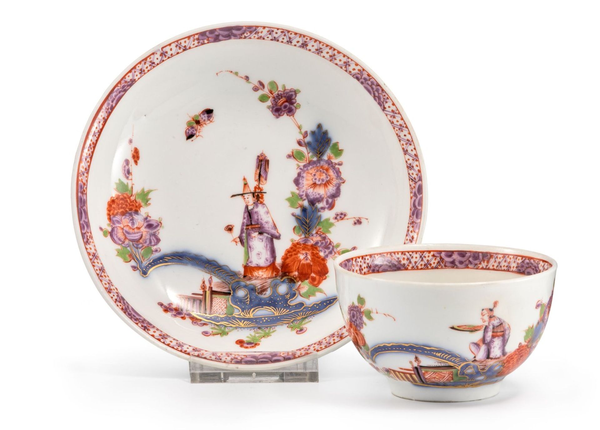 Koppchen und Unterschale mit FächerchinesenMeissen um 1735, die Malerei wohl von Johann