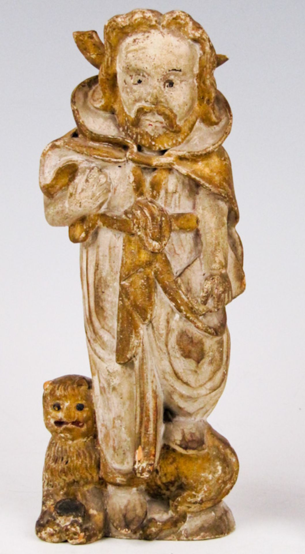 Hl. Hieronymus auf dem Löwen stehendÖsterreich, 18.Jh.Halbrelief. Weiß und golden ge