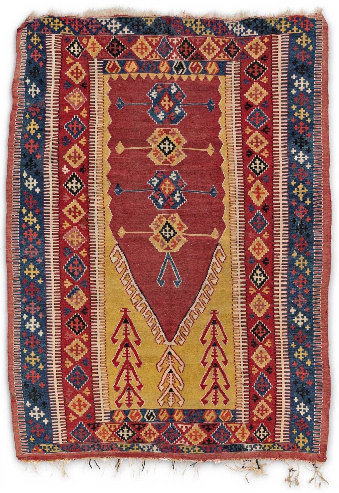 Flachgewebe. Obruk, Region KonyaGebetsnische. Gr. ca. 202/150 cm. Vgl. Museum of Turkish