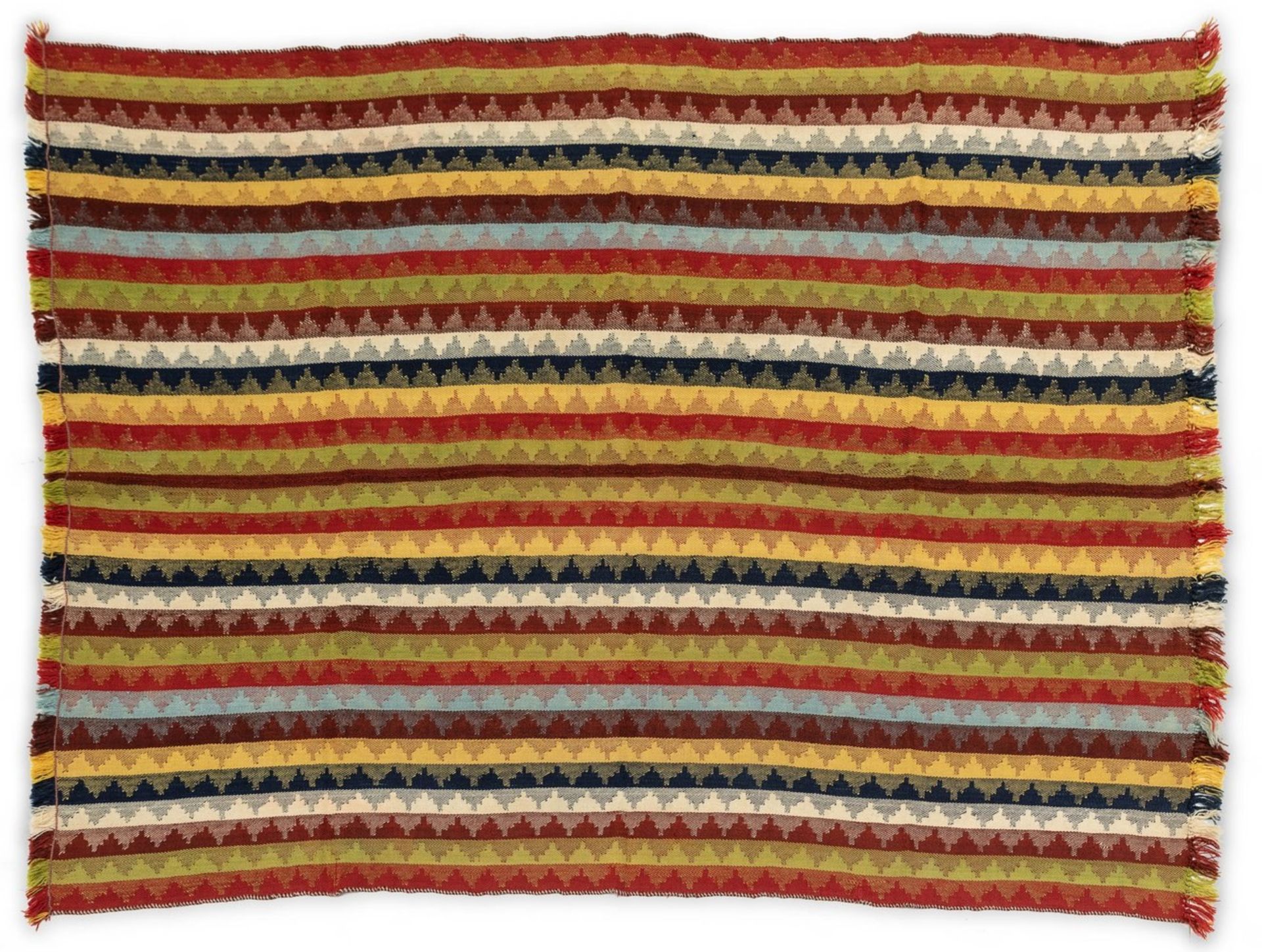 Jajim, Gaschgai MoiGr. ca. 210/158 cm. Wolle mit bunten Streifen aus zwei zusammengenäht