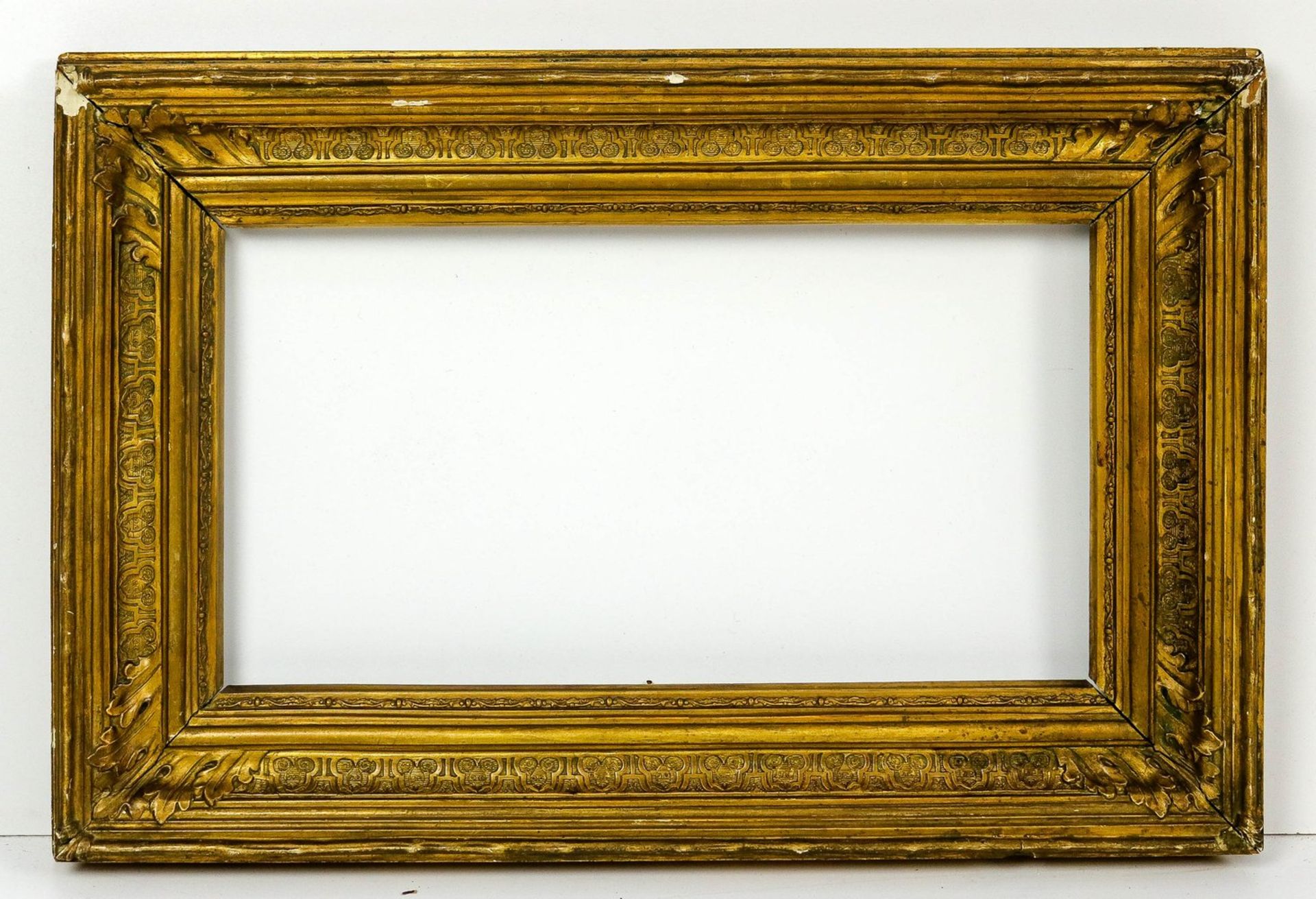 Rahmen im Barockstil Holz geschnitzt mit Stuckauflage vergoldet. Vorgekehlte Doppelrahmu - Bild 2 aus 6