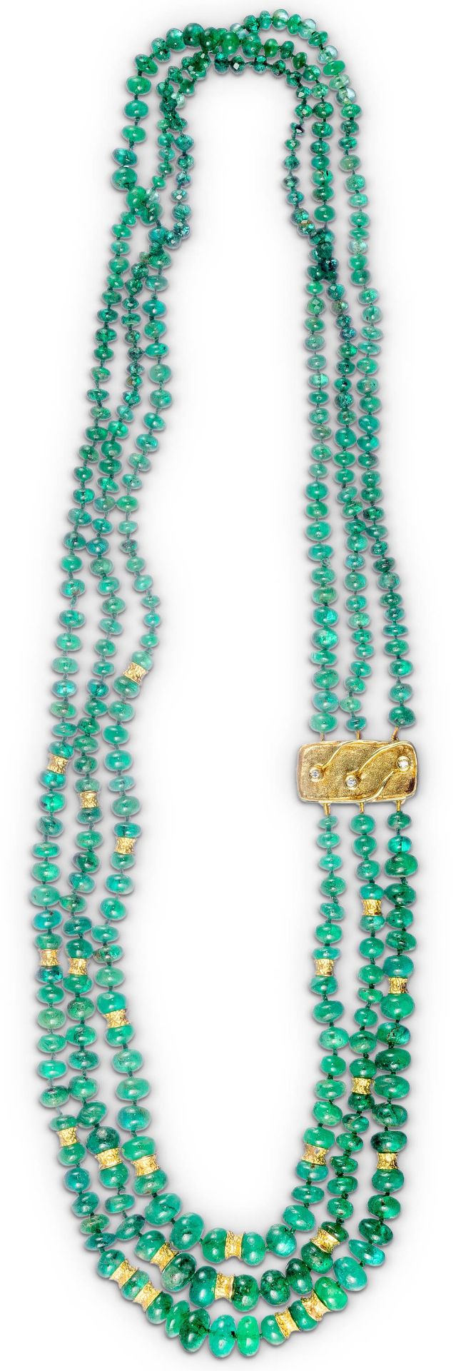 Dreireihige Smaragd-Perlenkette