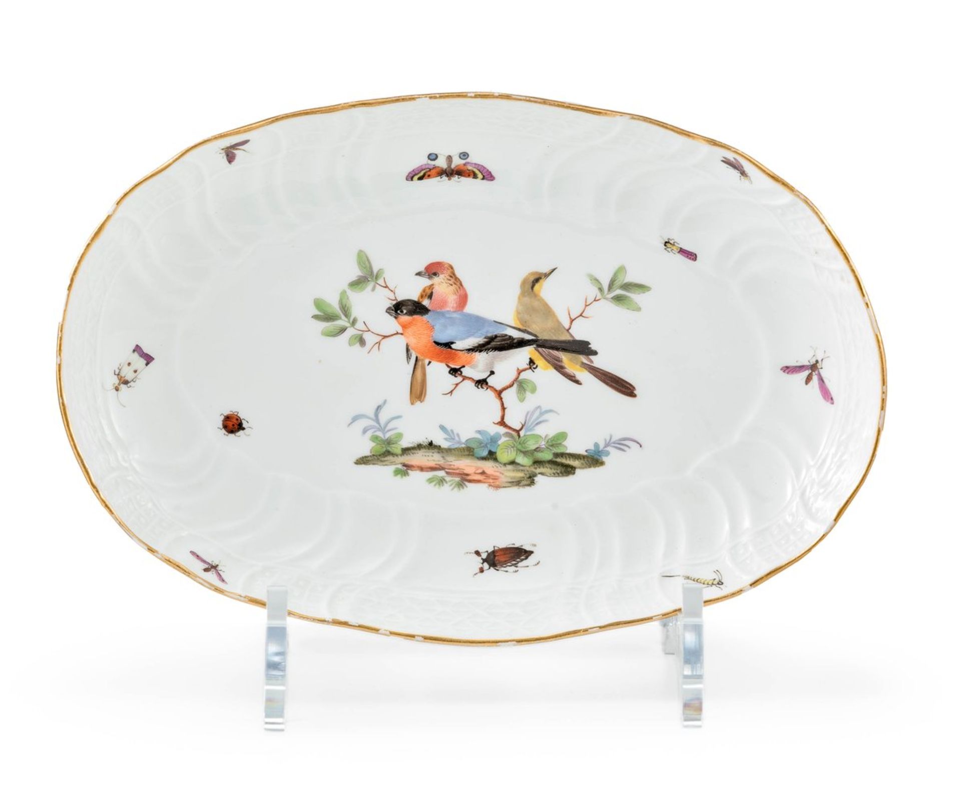 Ovale Schale mit Vögeln und Insekten für Friedrich den Großen