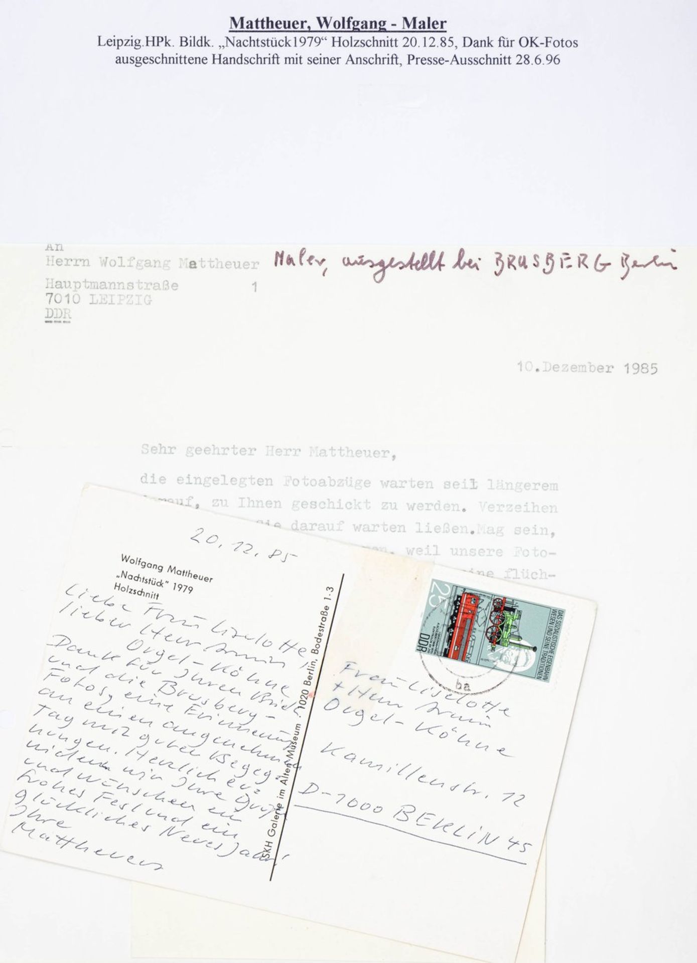 Sammlung von Autographen, Porträtaufnahmen, Briefen und Postkarten - Bild 28 aus 35