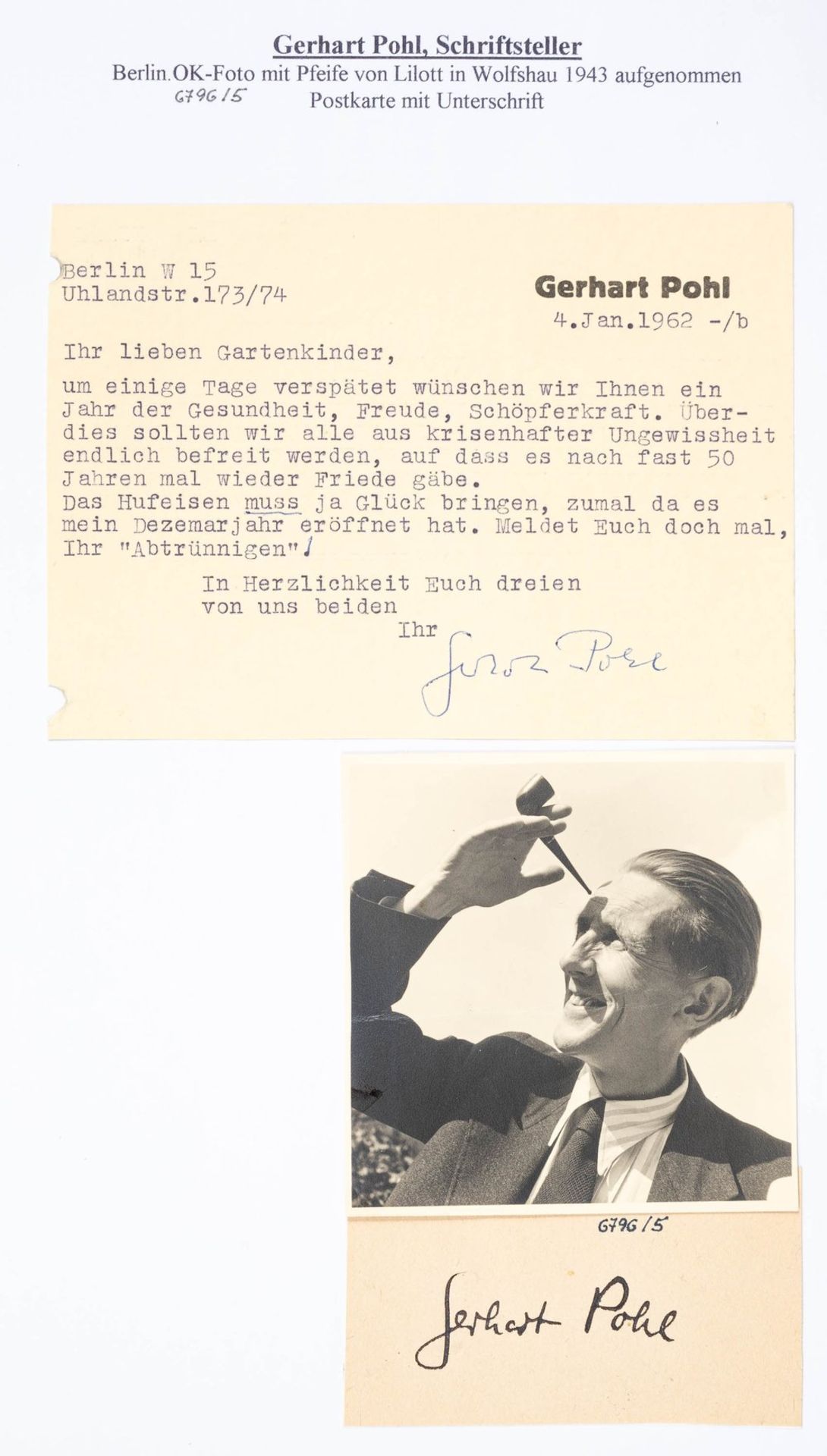 Sammlung von Autographen, Porträtaufnahmen, Briefen und Postkarten - Bild 18 aus 35