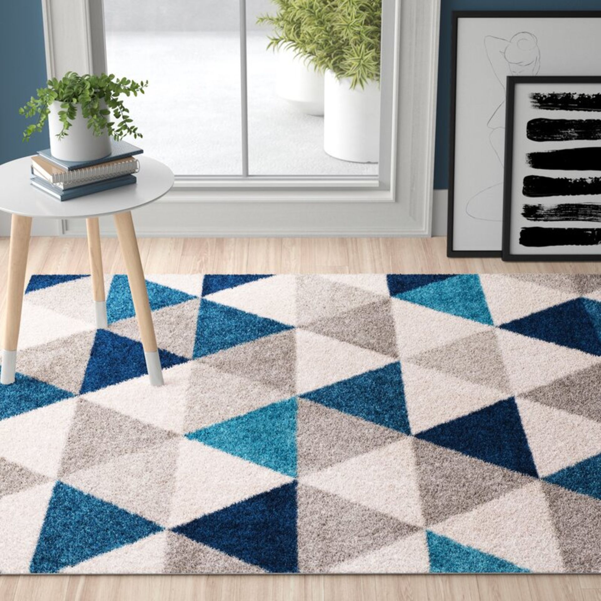 Rivka Grey/Blue Rug Rectangle 60 x 90cm - RRP £15.99 - Image 2 of 2