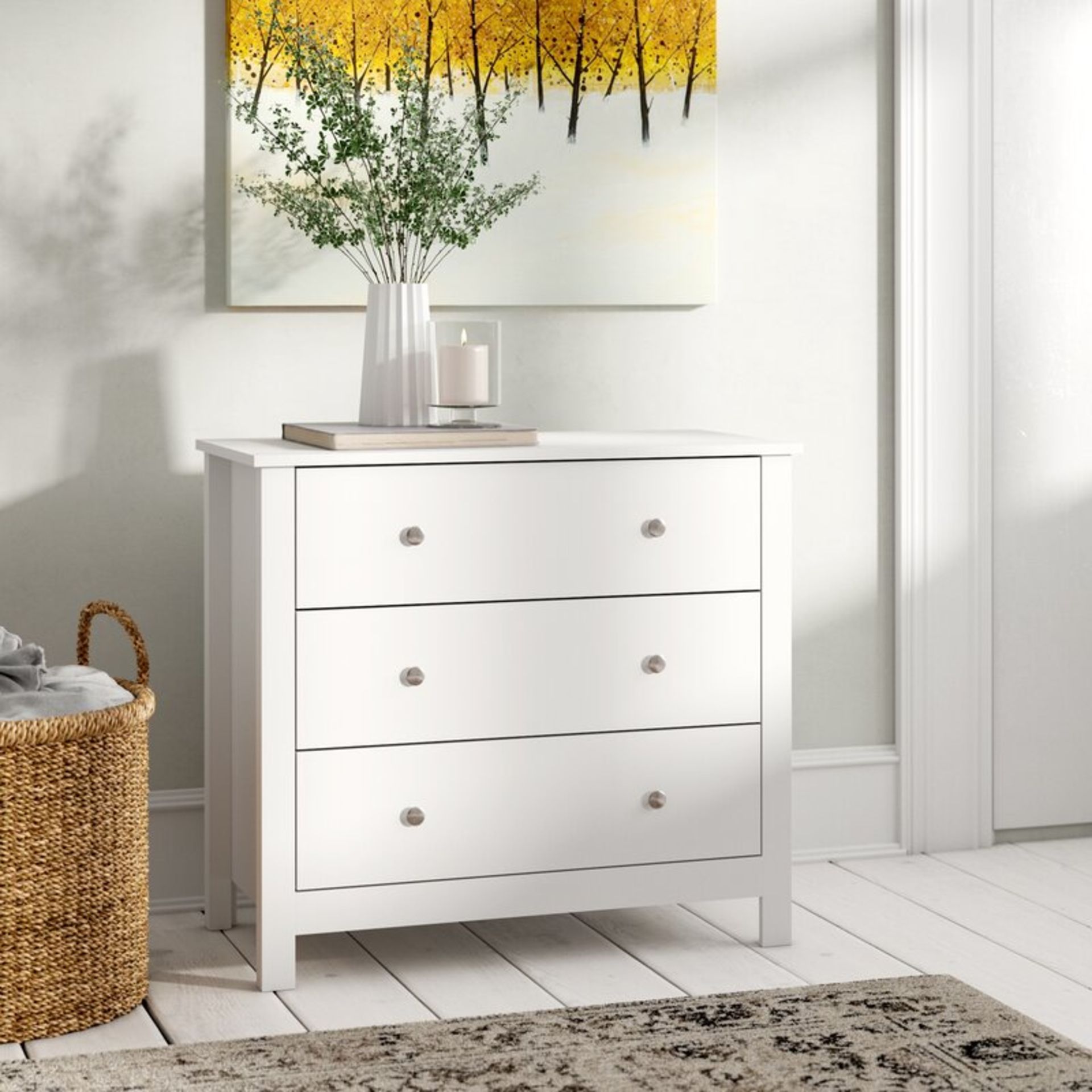 Boswel 3 Drawer Chest Of Drawers White - RRP £139.99 - Image 2 of 3