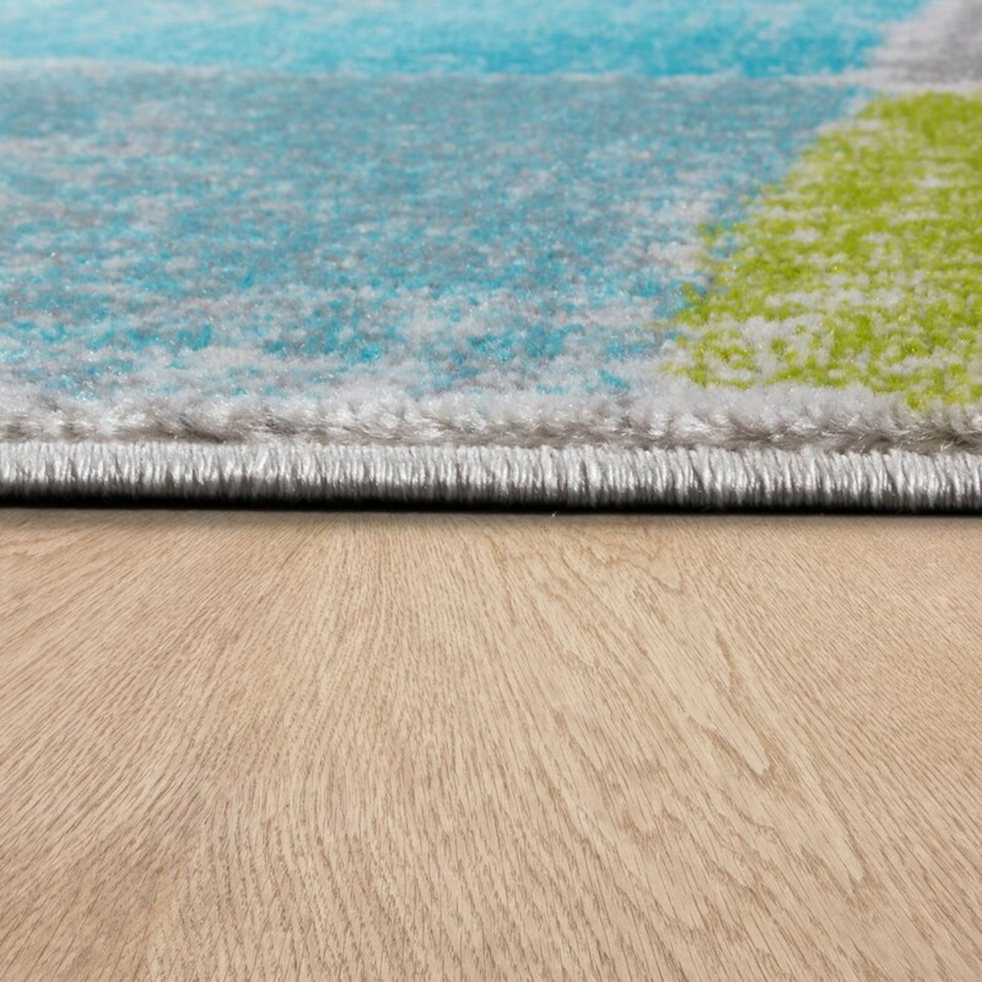 Maur Green/Grey/Blue Rug Rectangle 80 x 150cm - RRP £22.99 - Image 2 of 2