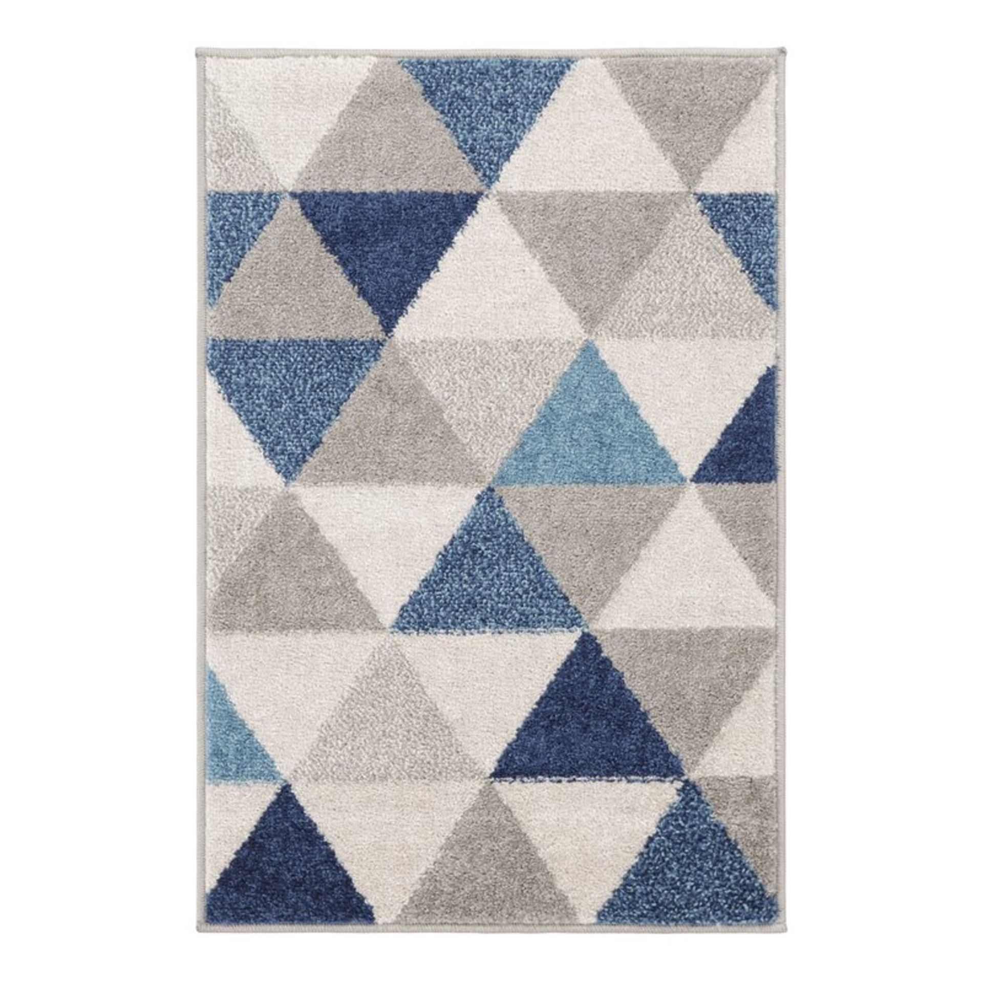 Rivka Grey/Blue Rug Rectangle 60 x 90cm - RRP £15.99