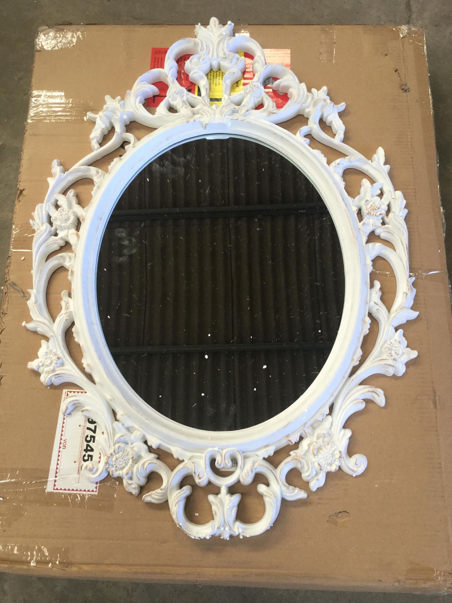 White Plastic Oval Mirror