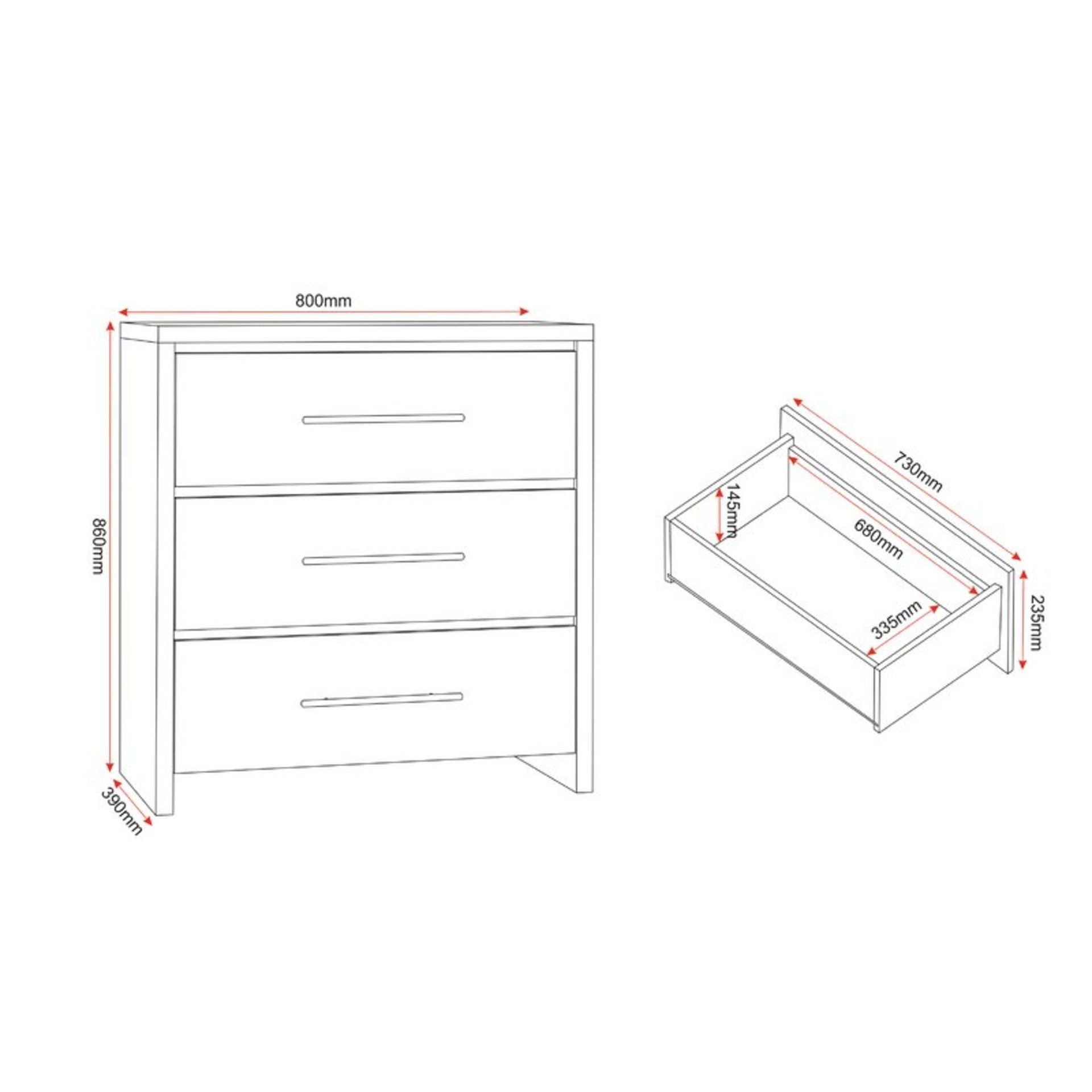 Gia 3 Drawer Chest of Drawers - RRP £120 - Image 2 of 2