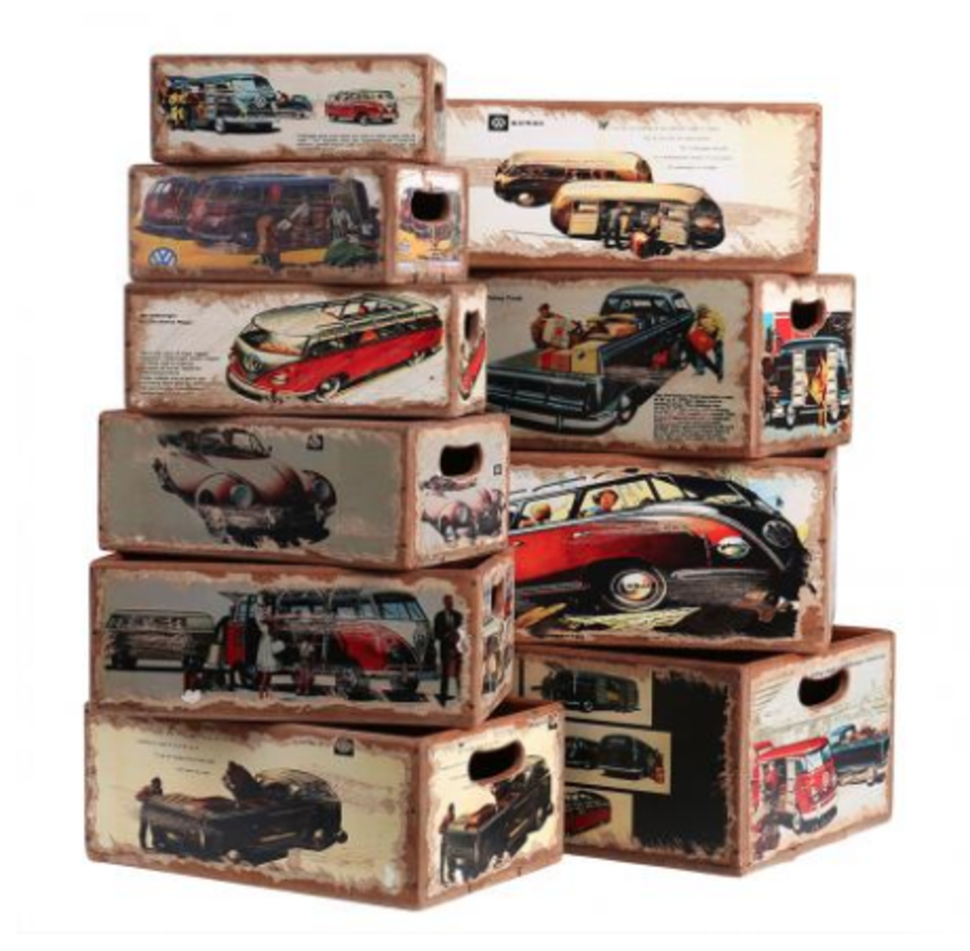 New x10 VW Design Stacking Wooden Boxes