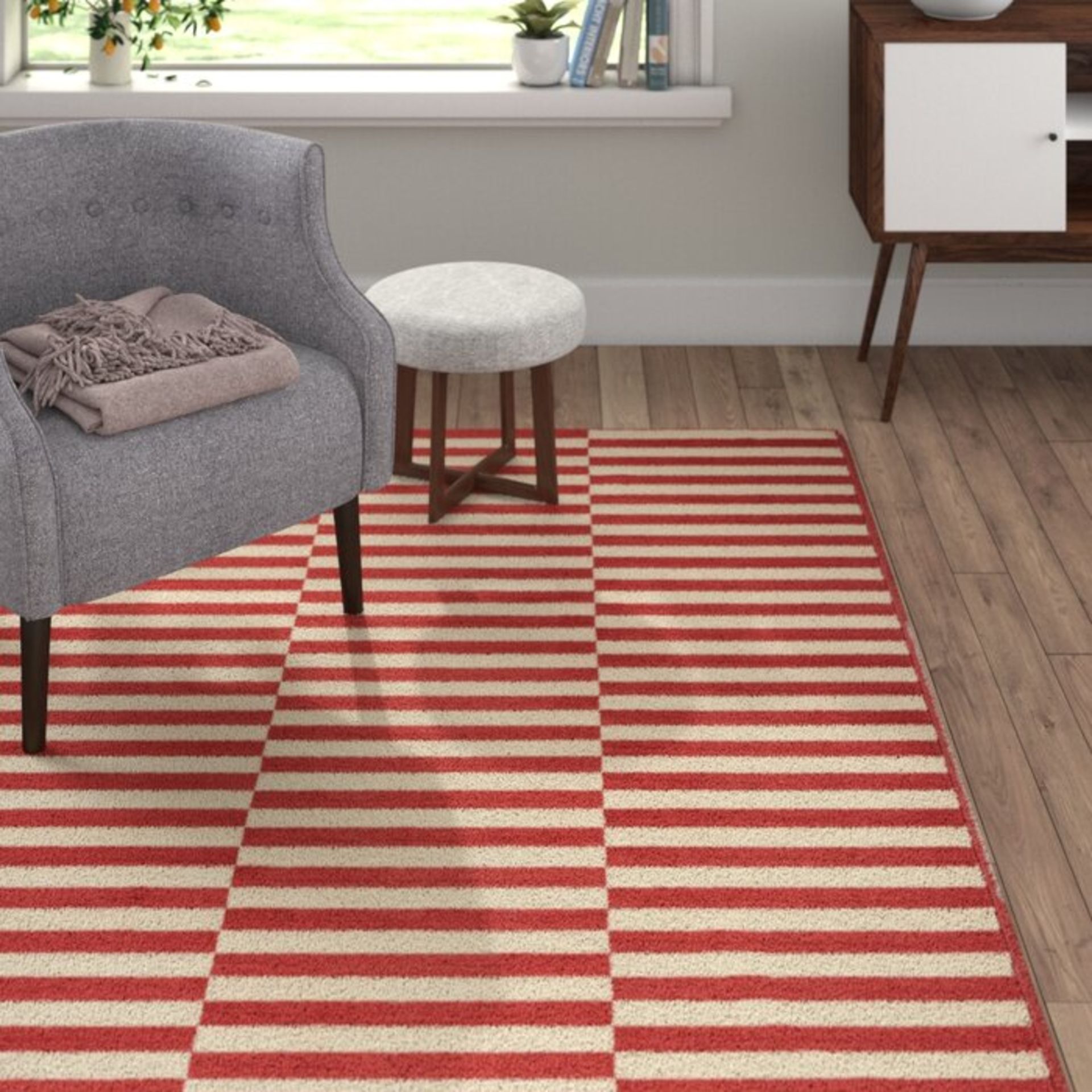 Panel Rug in Coral/Cream - RRP £34.99