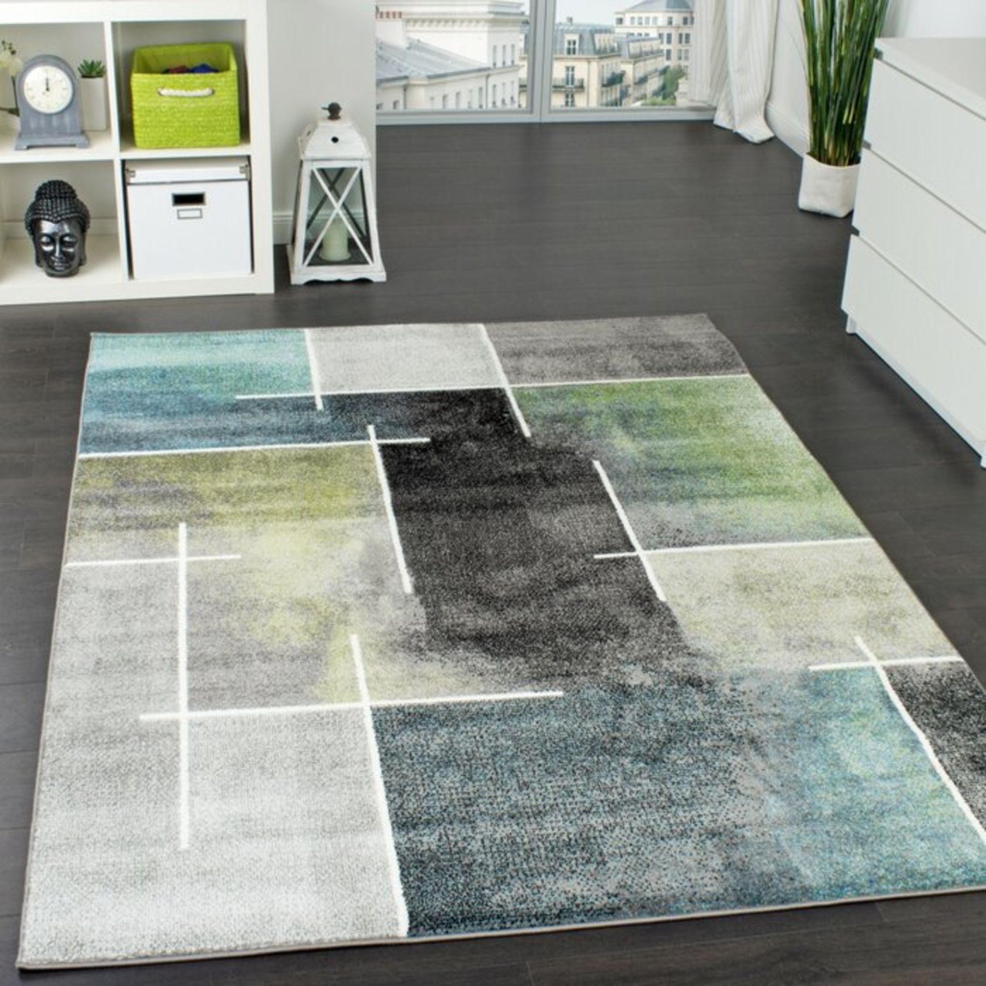 Leifsson Grey/Turquoise/Black Rug - RRP £23.99