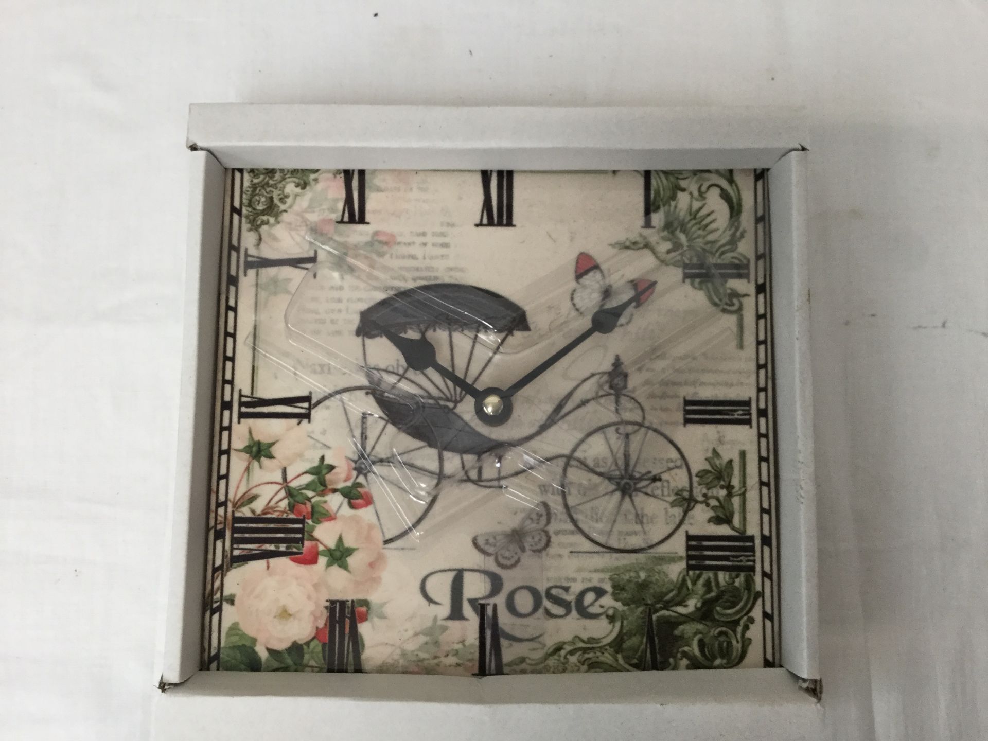 New Rose Small Tile Wall Clock Original Packaging
