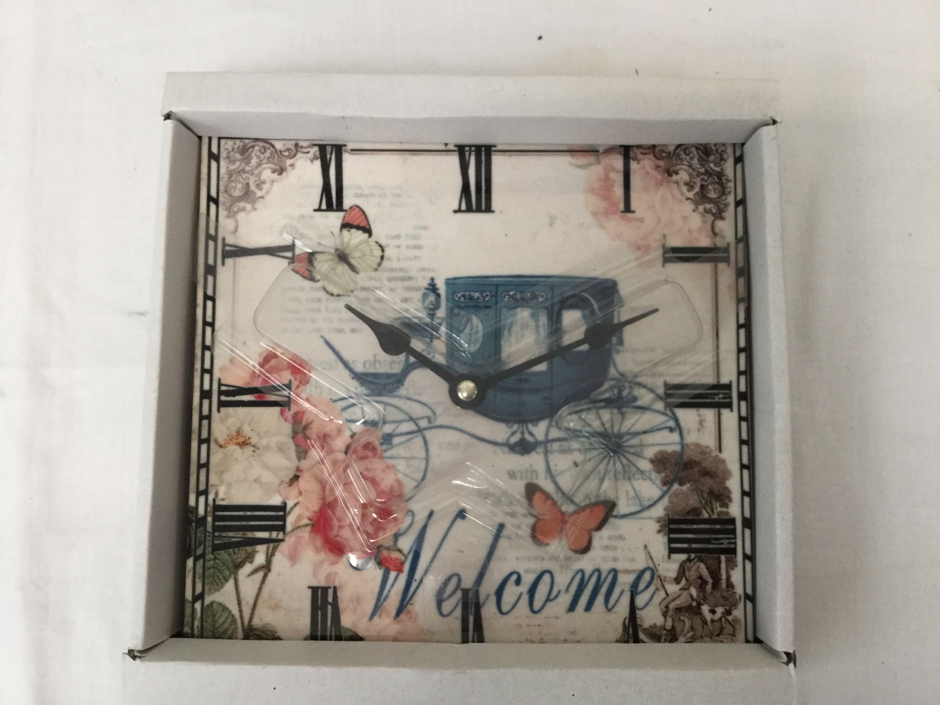 New Welcome Small Tile Wall Clock Original Packagaing