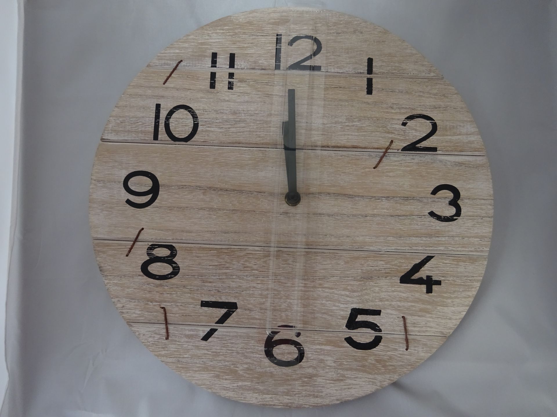 New WOODEN WHITE WASH WALL CLOCK in original box - Image 2 of 2