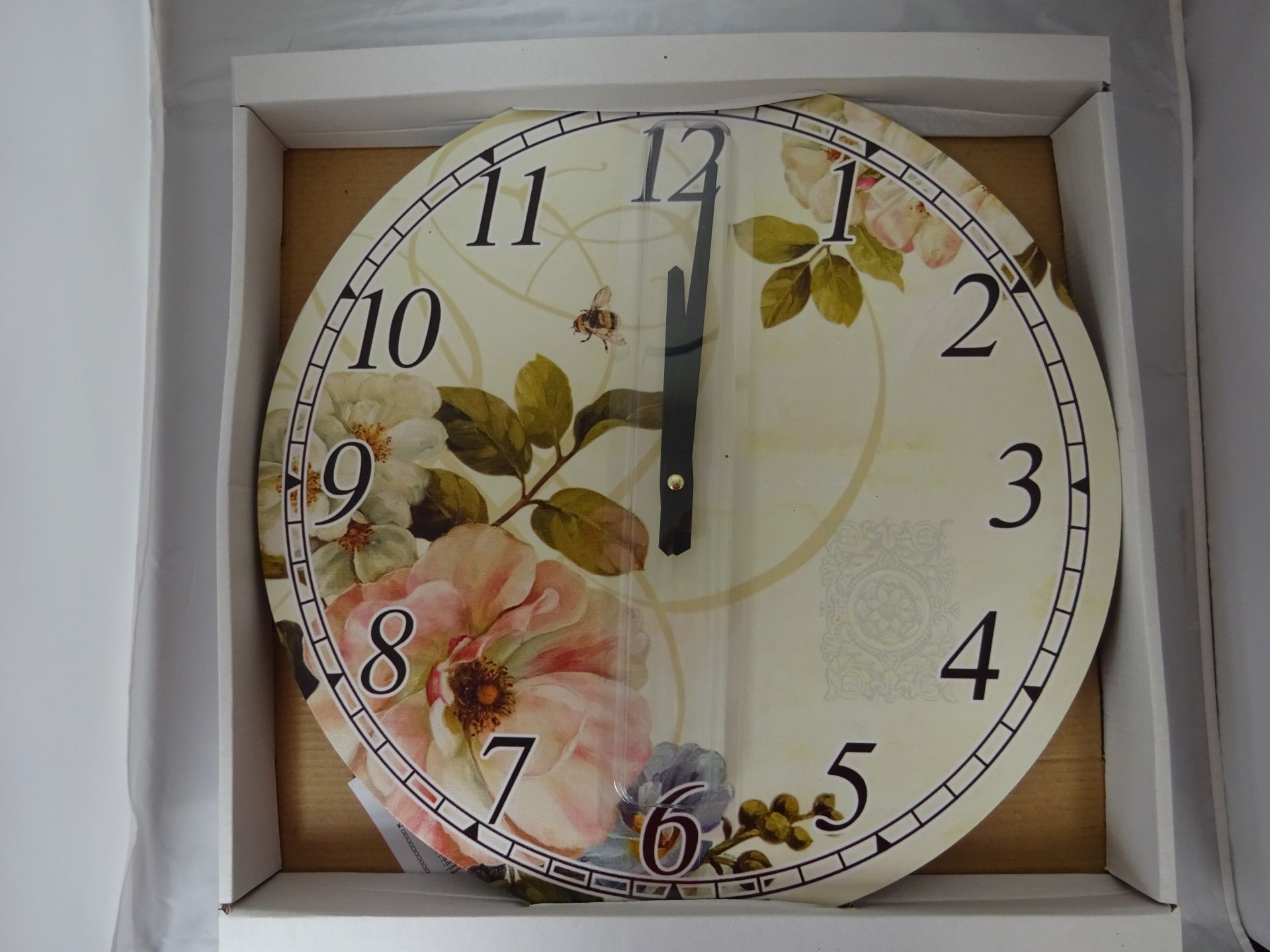 New Floral Wall Clock in Original Packaging