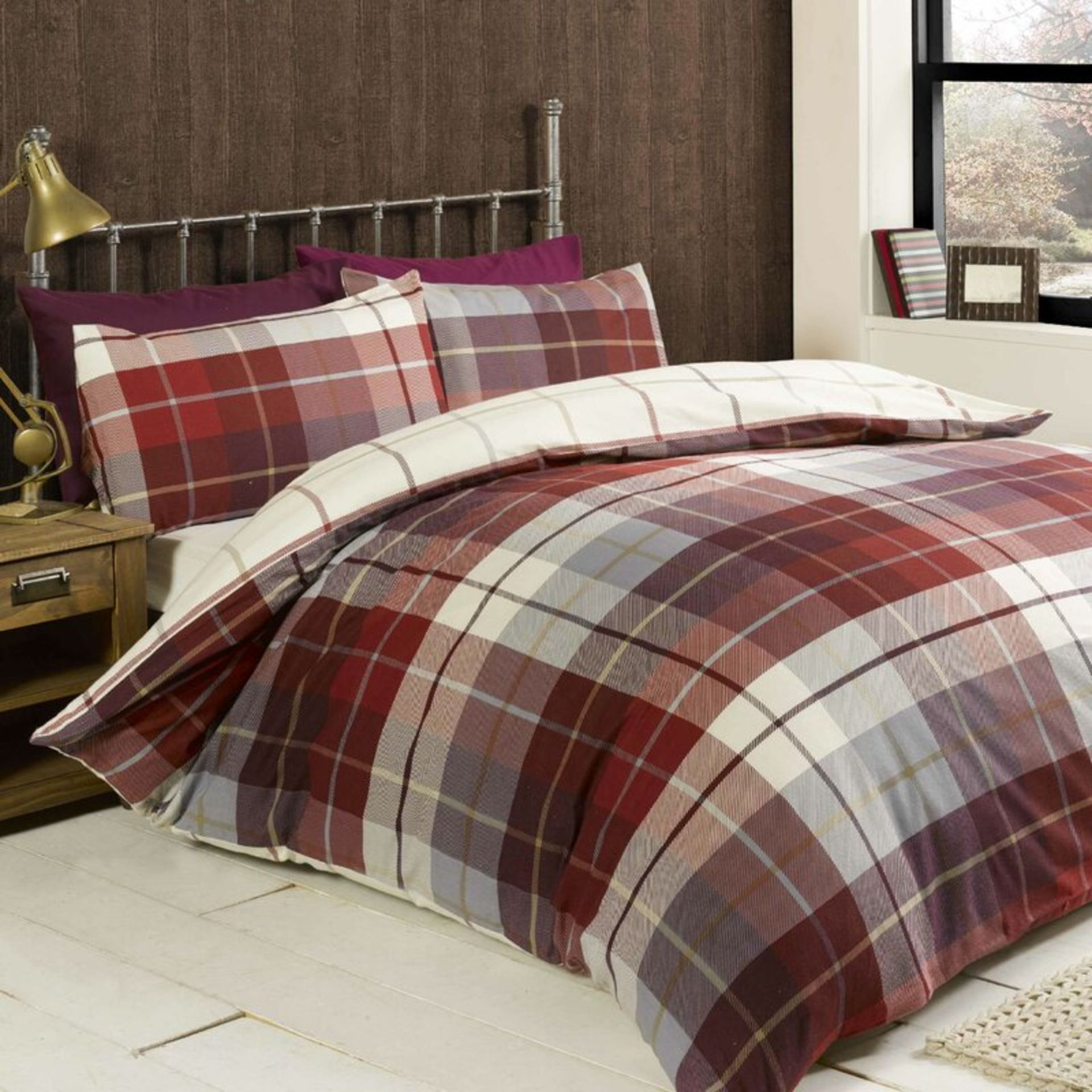 Check Brushed Cotton 150 TC Duvet Cover Set - RRP £20.00