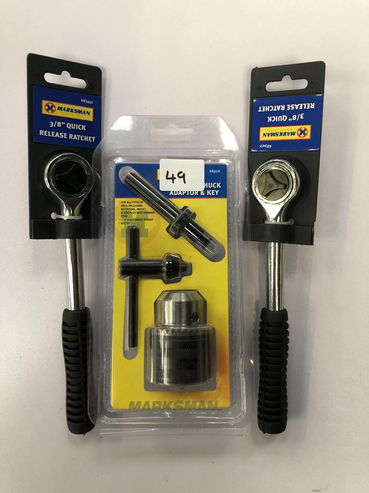 x 2 3/8 quick release ratchet - 3pc drill chuck, adapter & key