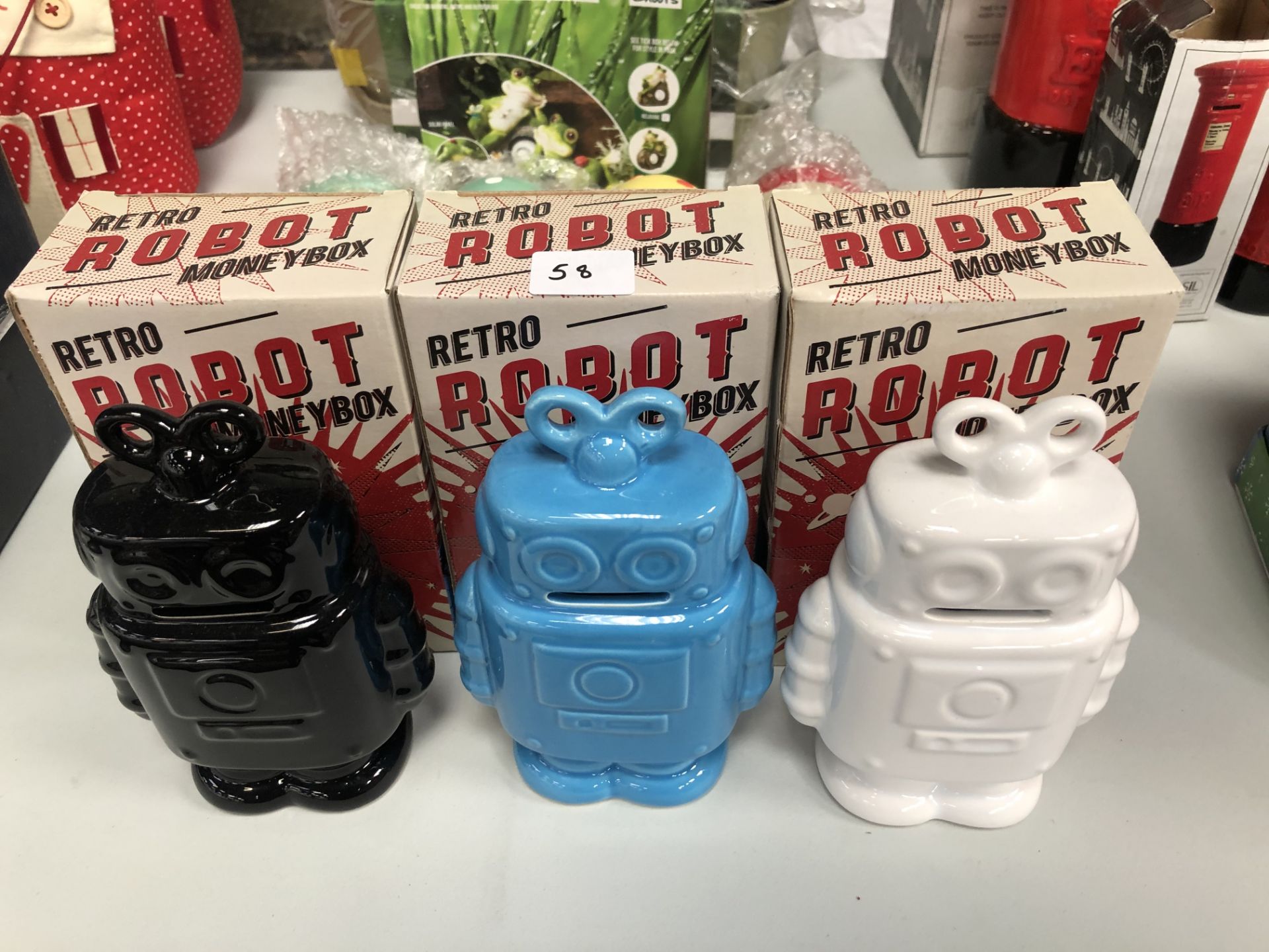 X 3 Retro robot money boxes