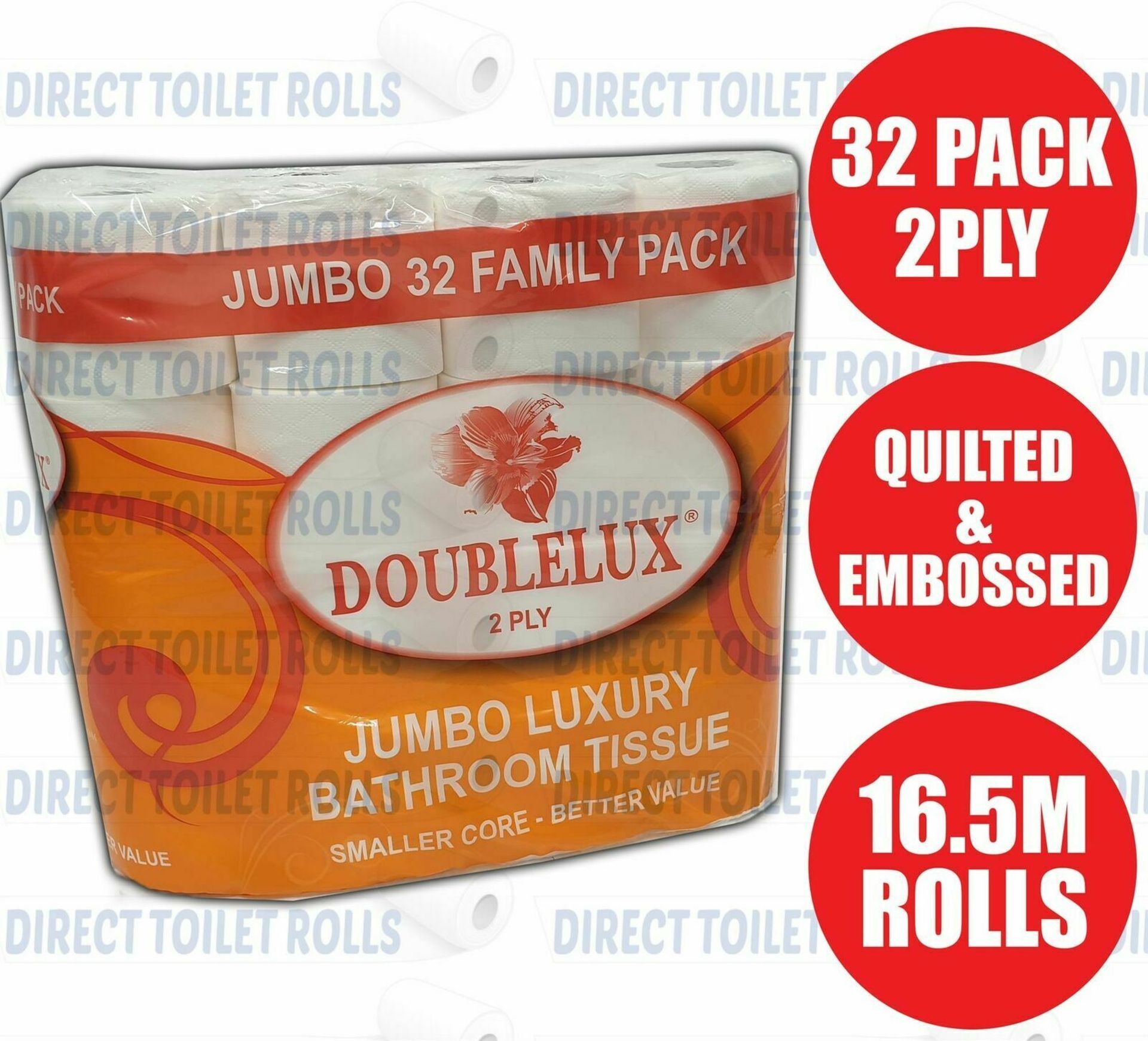 Brand New Jumbo 32 Family Pack Luxury 2 Ply Toilet Paper