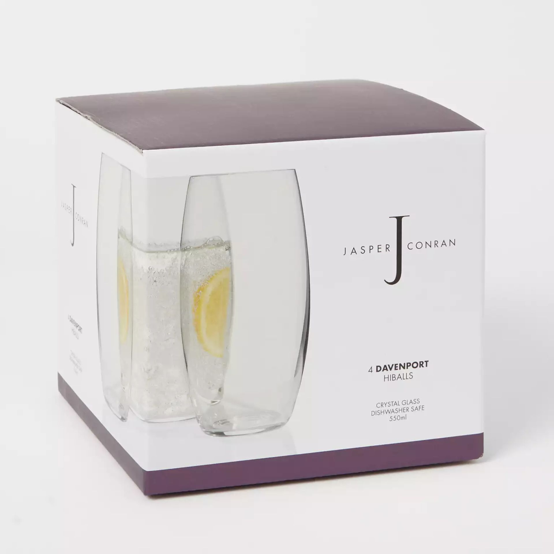 Brand New Debenhams Jasper Conran - Set of 4 'Davenport' Hiball Crystal Glasses - RRP £25.