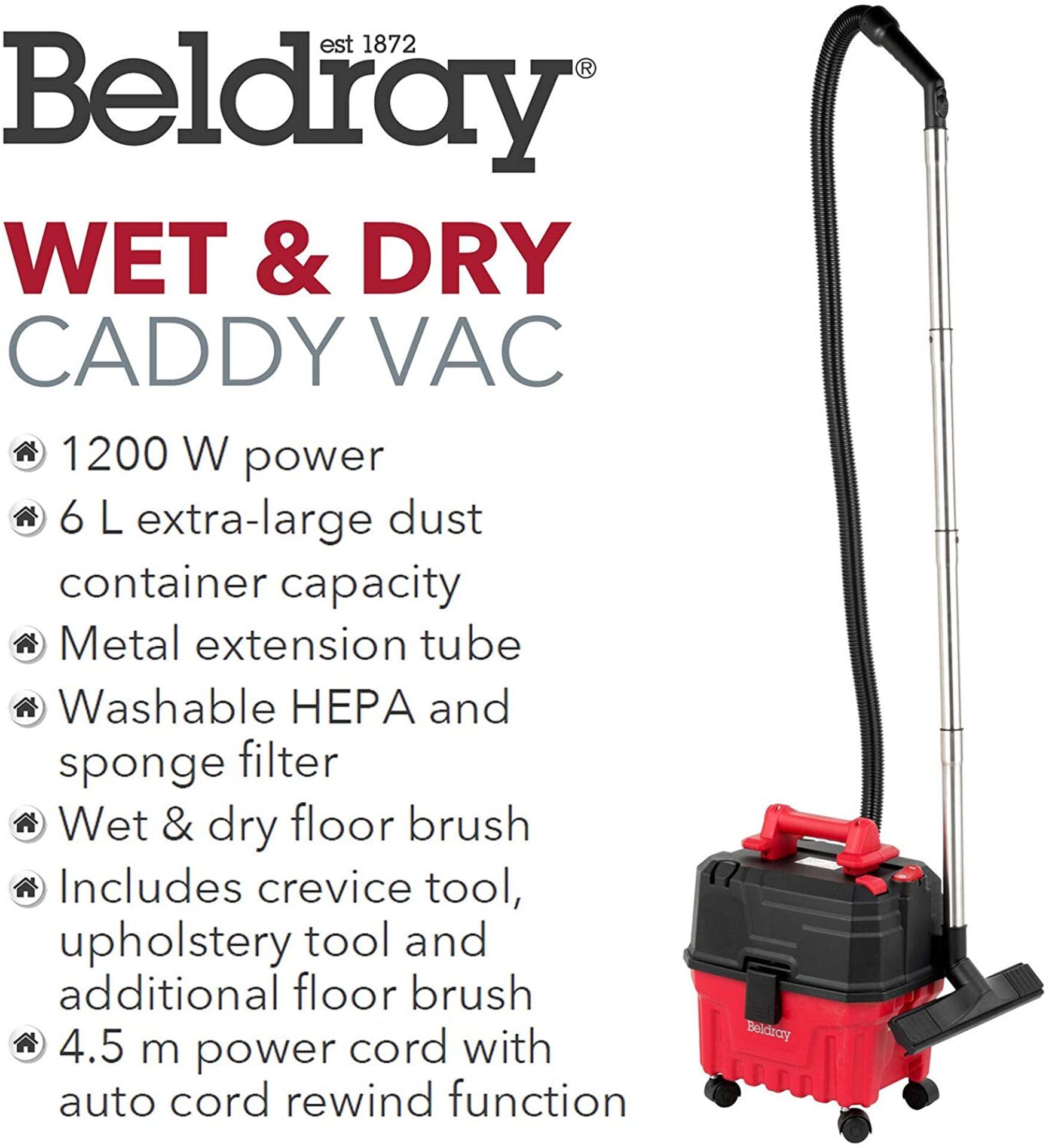 Brand New Beldray Wet & Dry 3-in-1 Caddy Vacuum Cleaner with Blow Function | Accessories