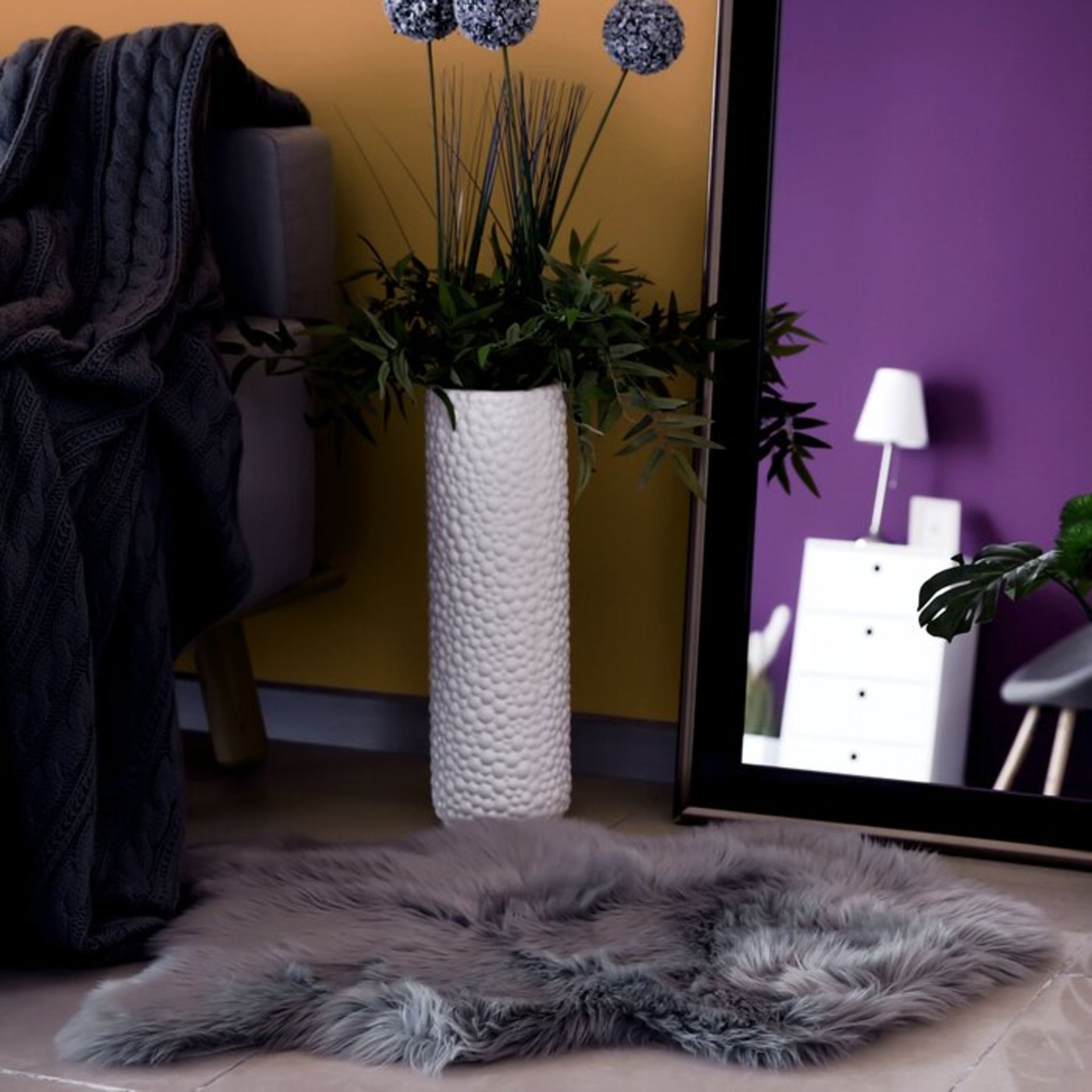 Faux Sheepskin Dark Grey Rug - RRP £47.99