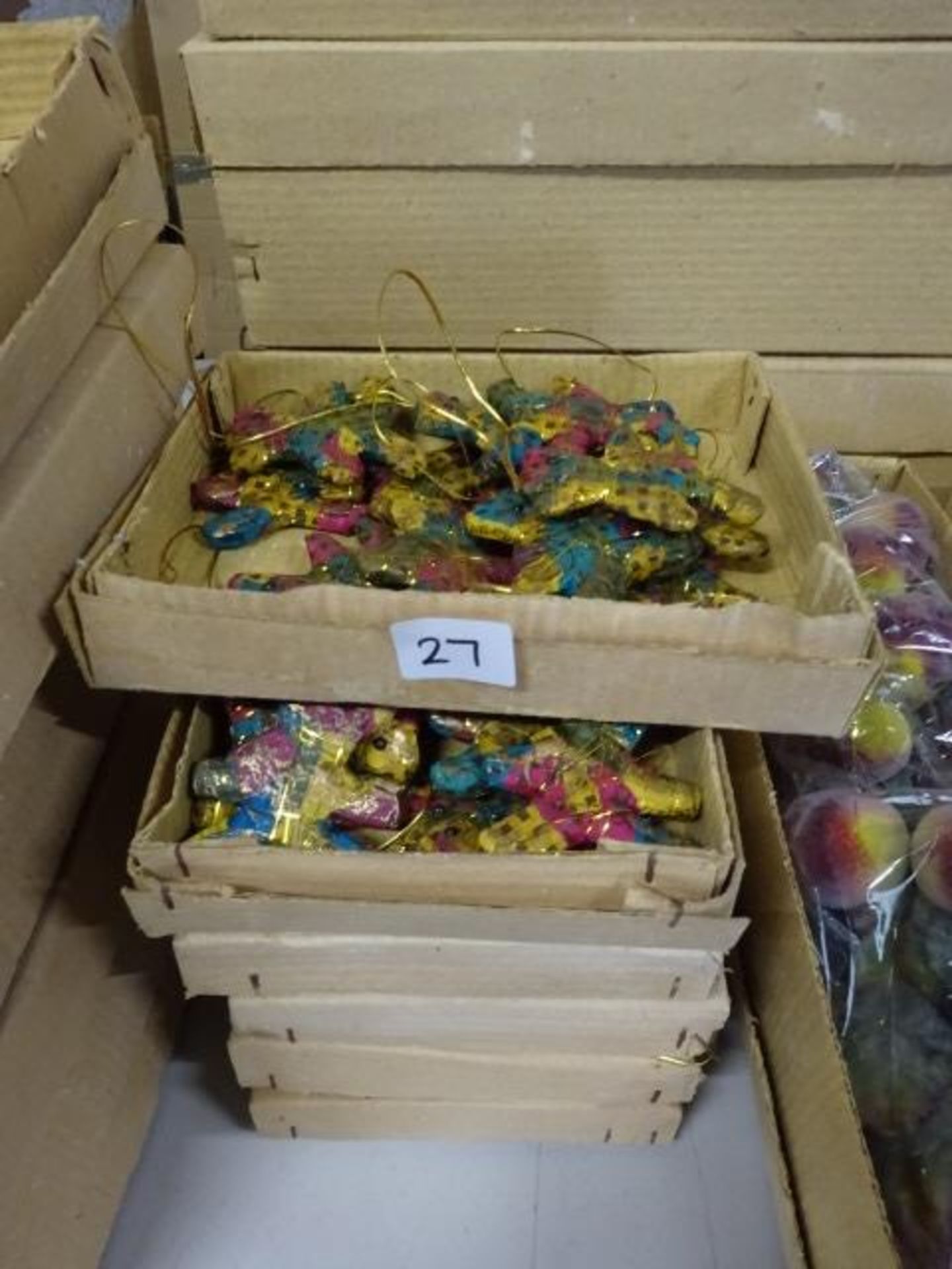 6 BOXES OF NEW VINTAGE HANGING MULTI COLOURED BEAR XMAS DECORATIONS