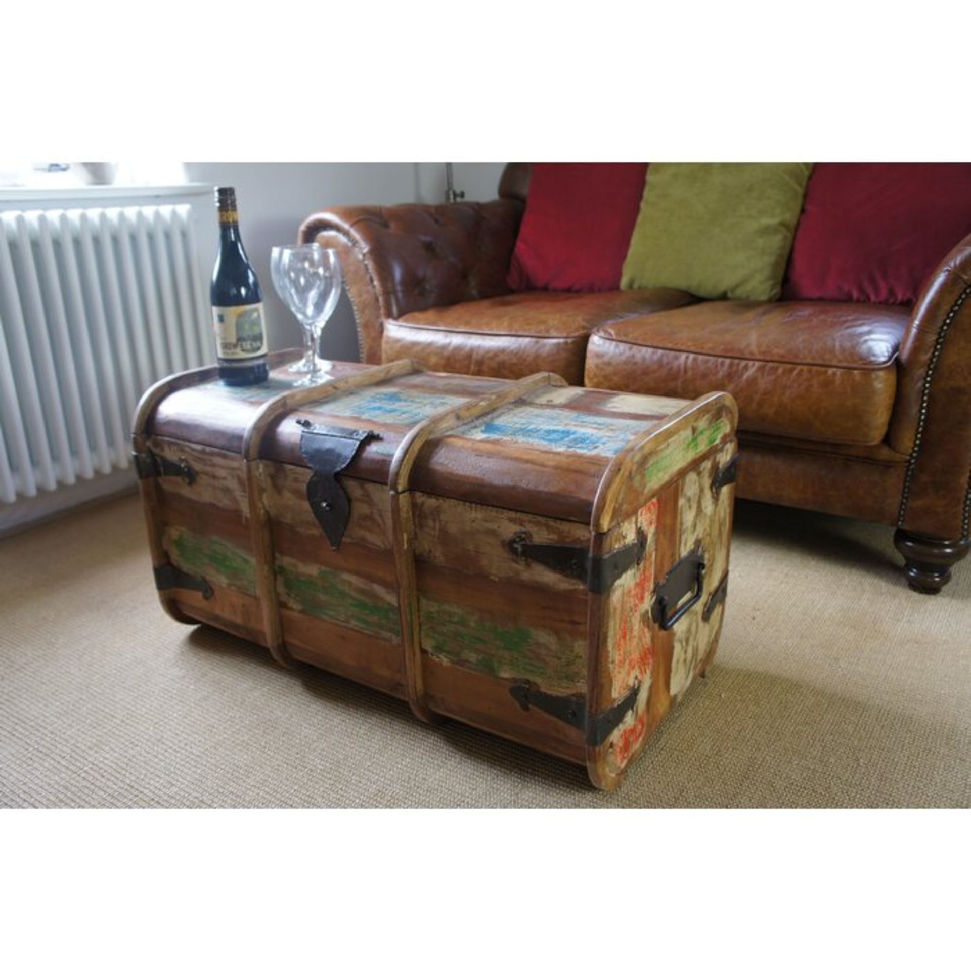 Heerenveen Old Painted Teak Marina Trunk - RRP £284.40