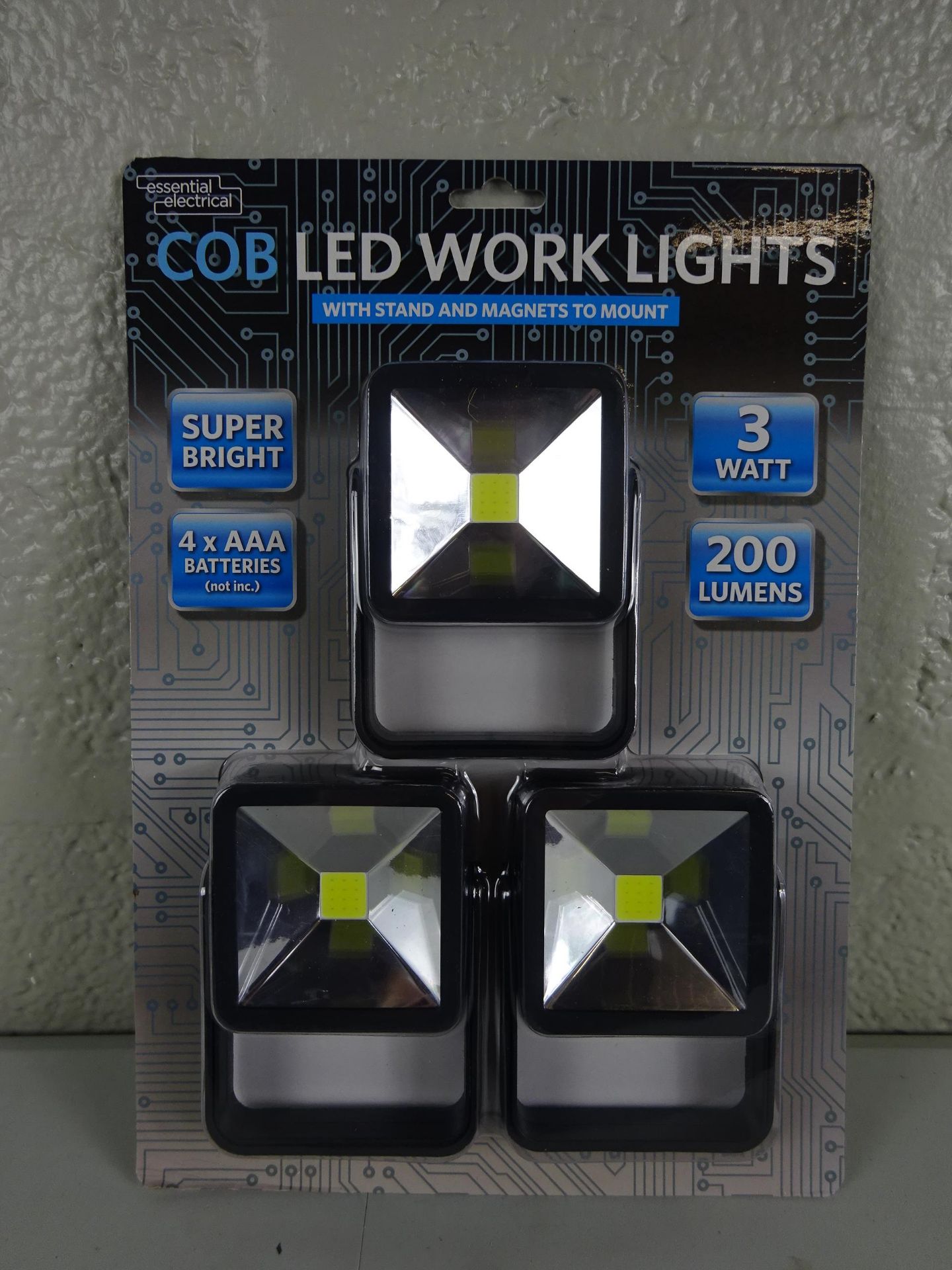 BRAND NEW 3 PACK COB LED BLACK WORK LIGHTS