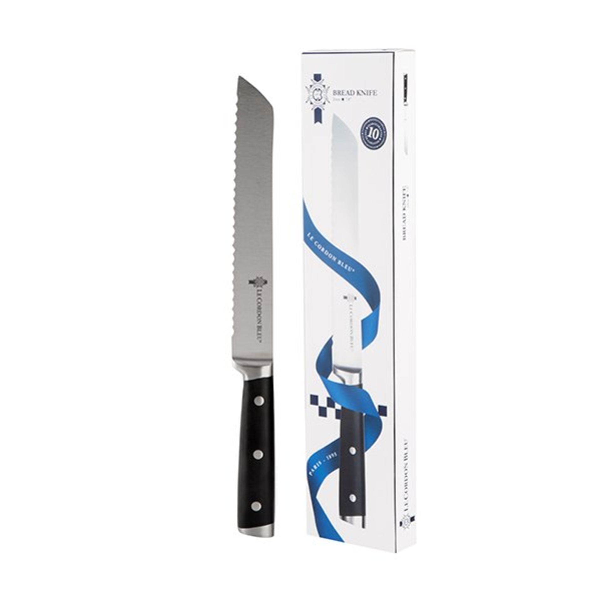 BRAND NEW LE CORDON BLEU STAINLESS STEEL BREAD KNIFE, 200 MM, BLACK - RRP £15.