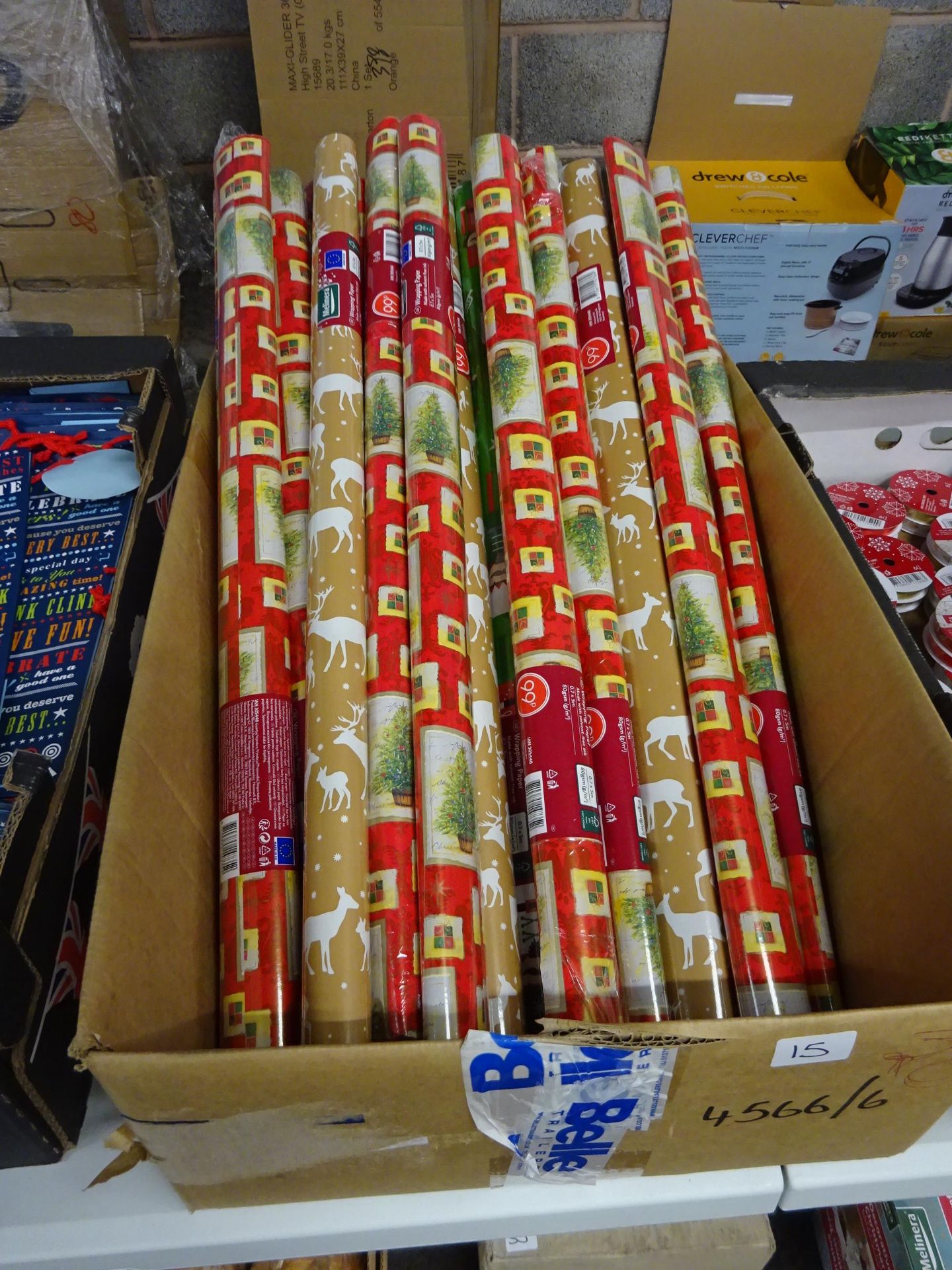 BOX OF 20 ROLLS OF XMAS WRAPPING PAPER (VARIOUS DESIGNS)