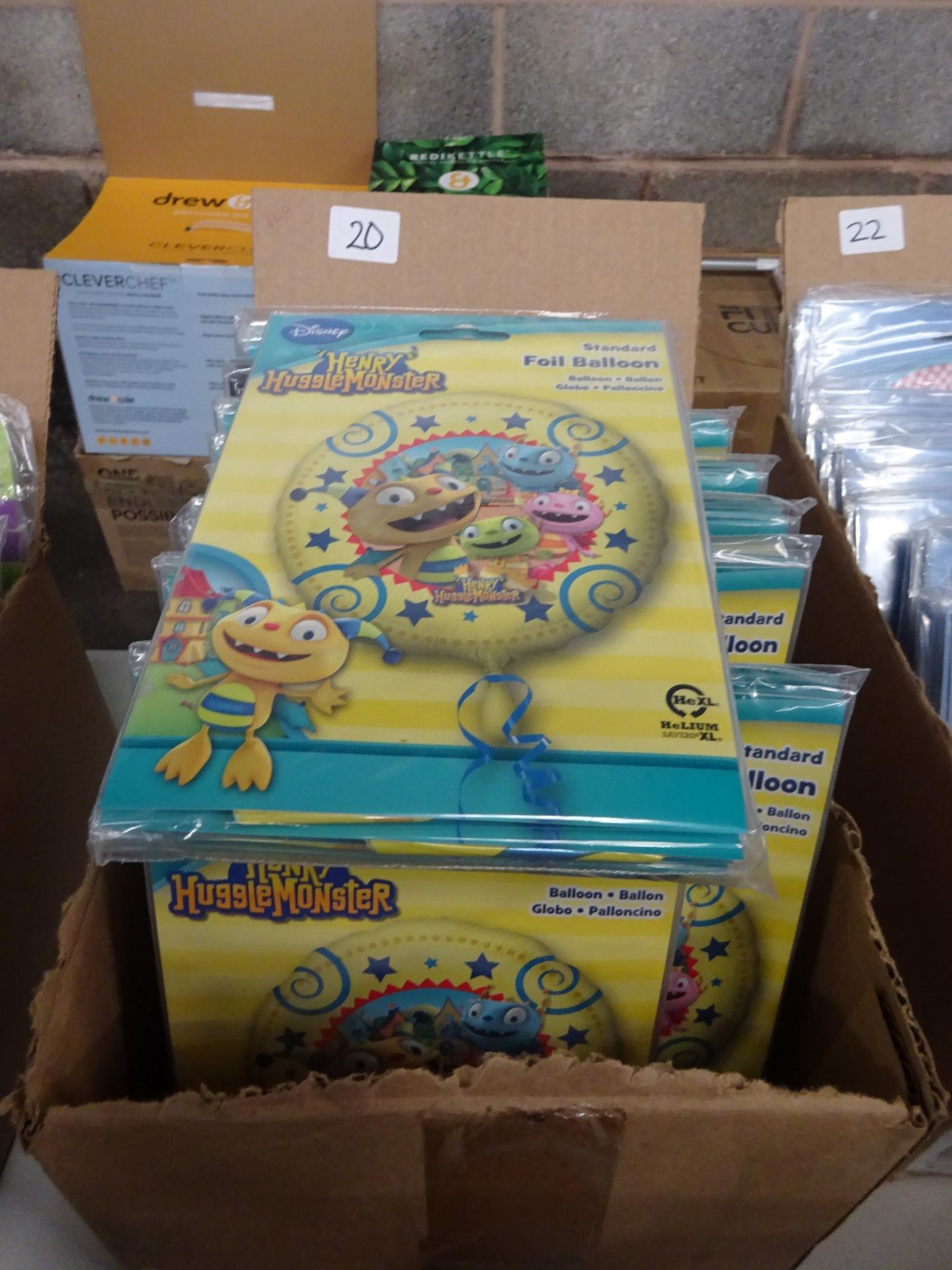 BOX OF APPROX 100 DISNEY HENRY HUGGLE MONSTER FOIL BALLOONS