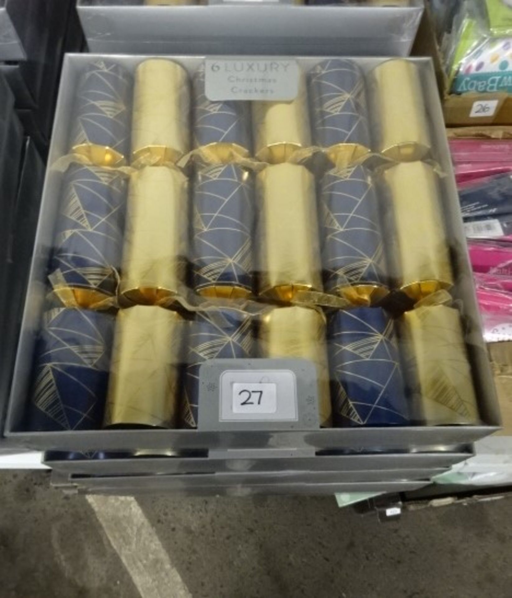 5 PACKS OF 6 GOLD & BLUE LUXURY CRACKERS