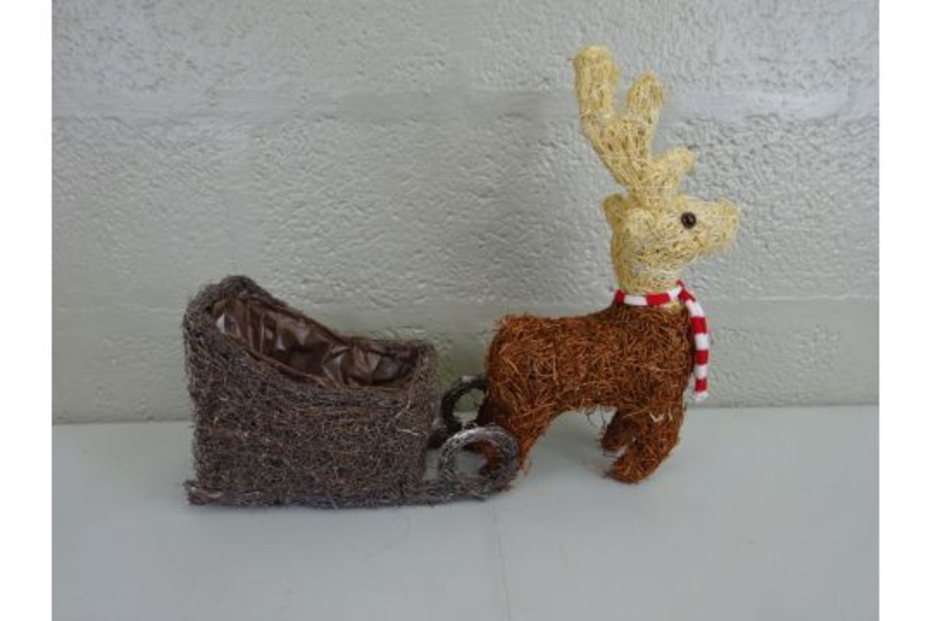 NEW WOVEN REINDEER AND SELIGH PLANTER
