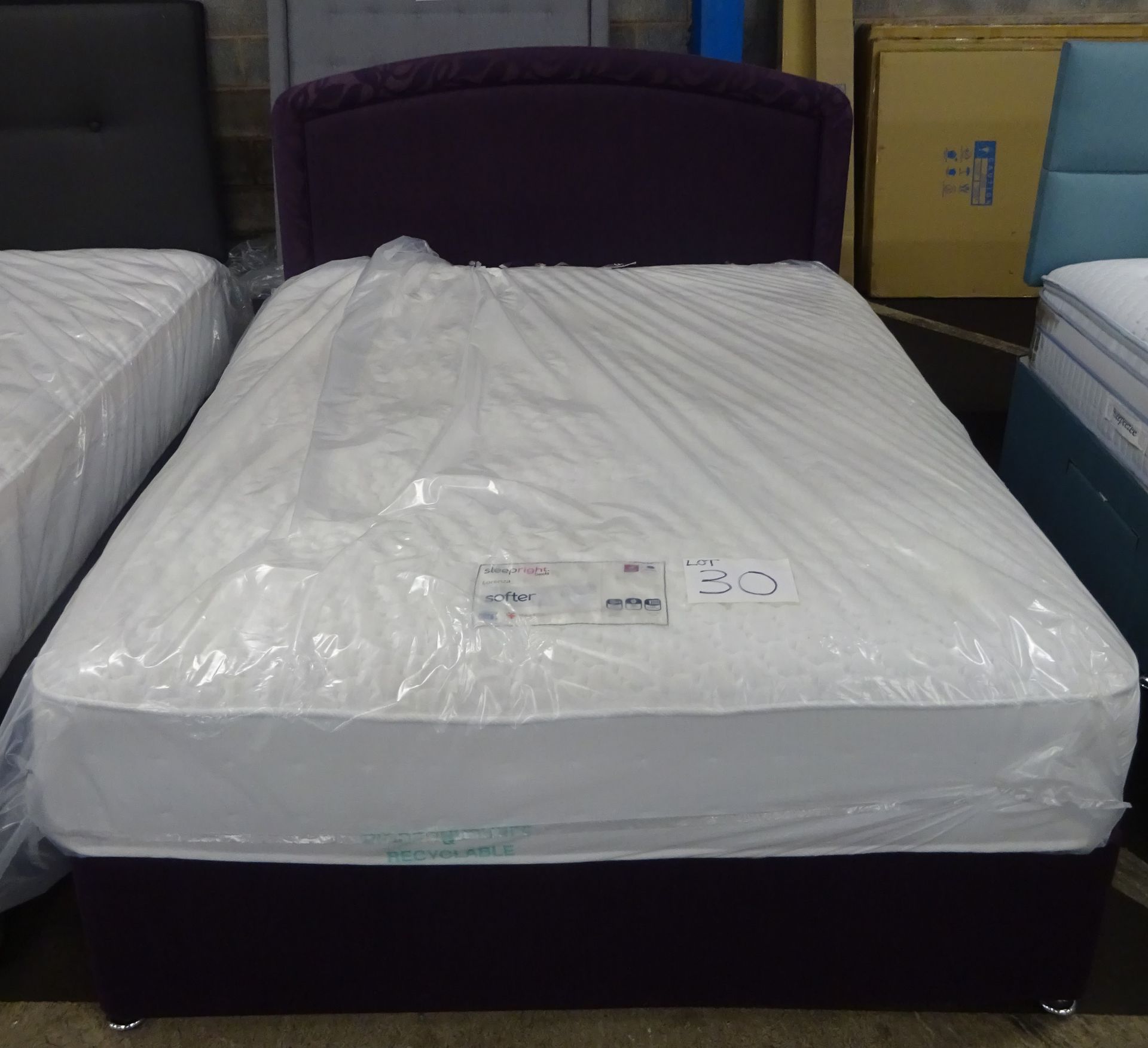 x1|Carpet Right Ex-Display 5ft Sleepright Lorenza Divan Bed With Headboard & 2 Drawers|RRP £649| - Image 2 of 3