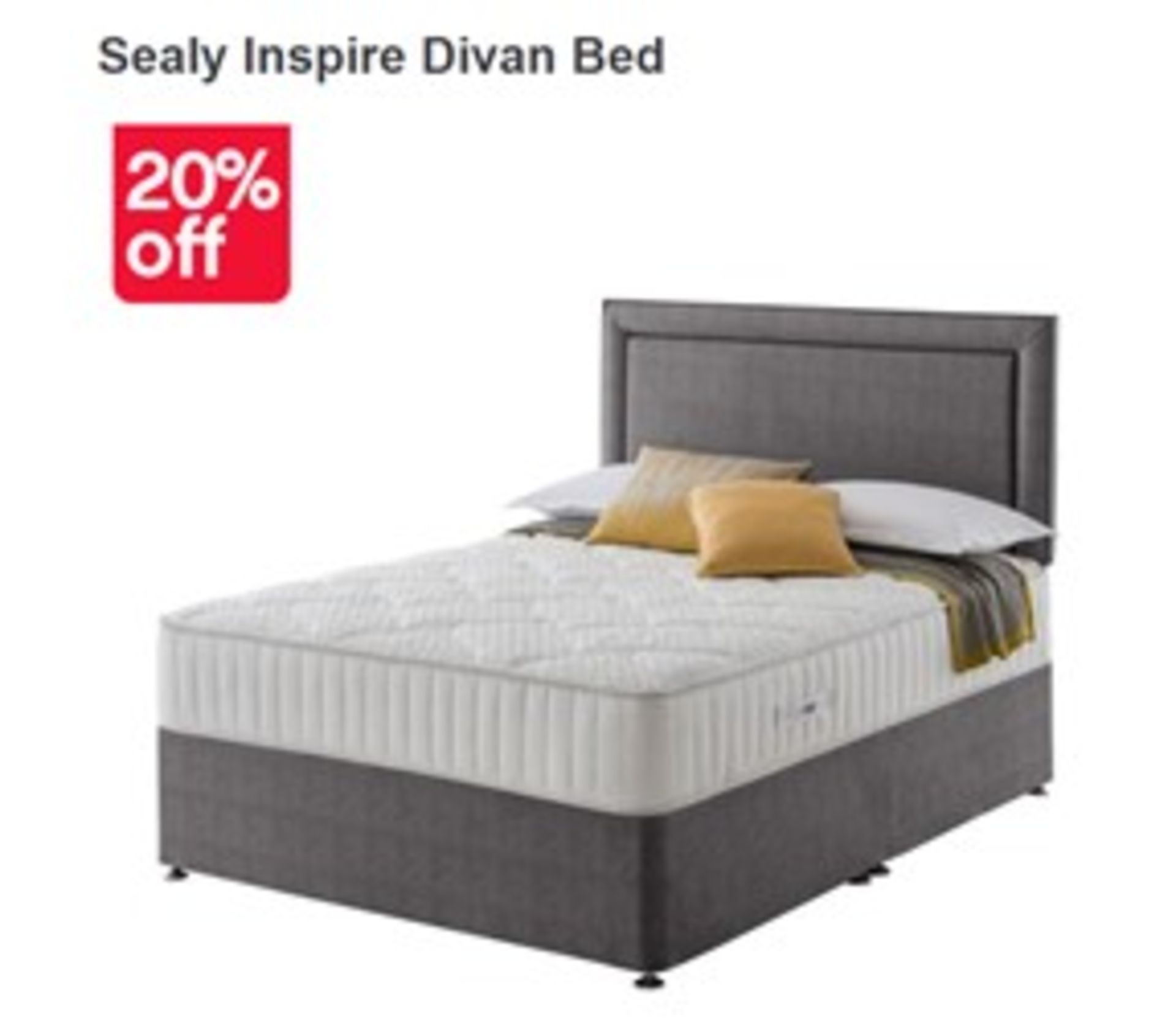 x1|Carpet Right Ex-Display 5ft Sealy Inspire Divan Bed With Headboard & 2 Drawers|RRP £999|