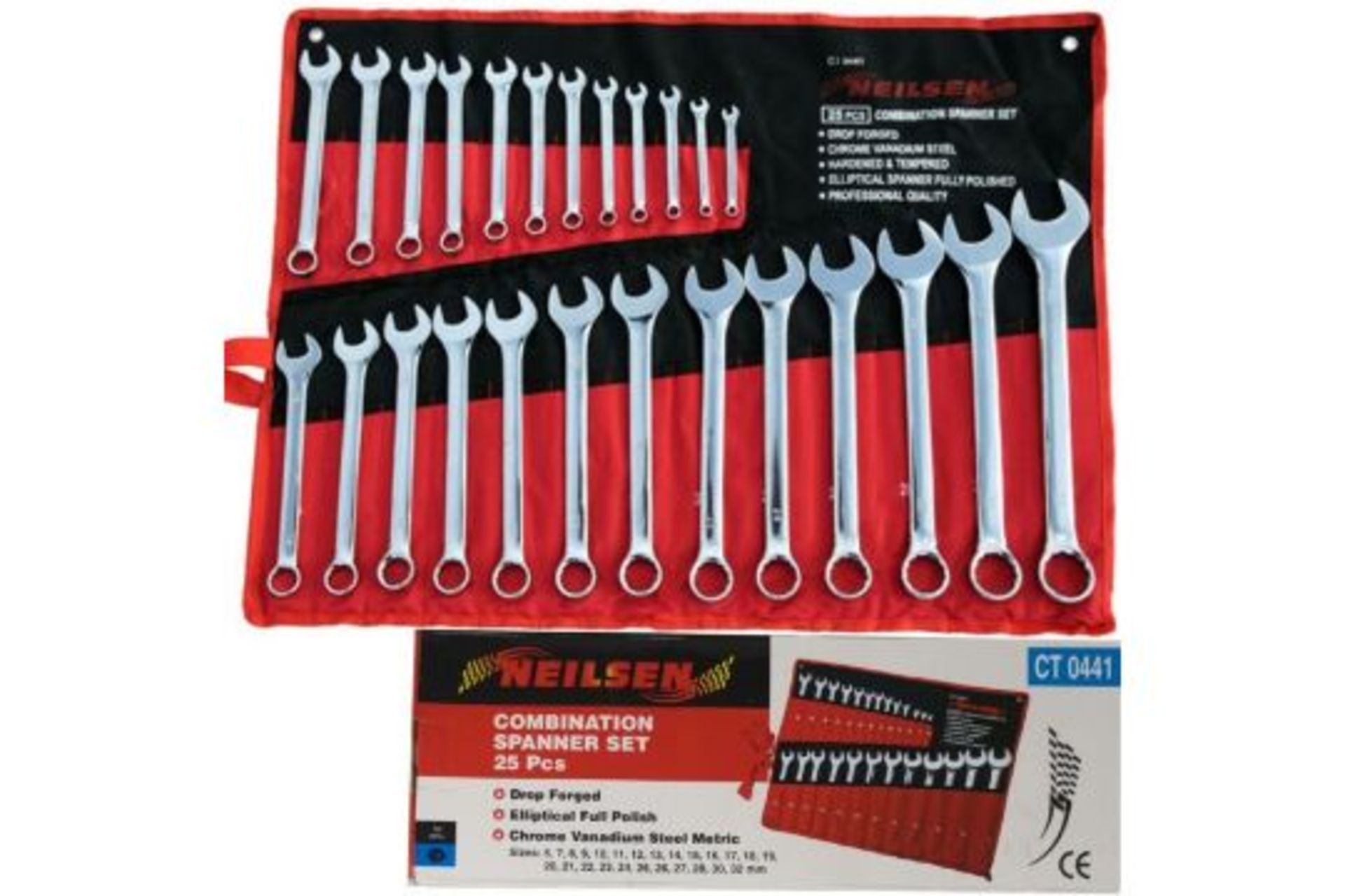 BRAND NEW Neilsen 25pc Fully Polished Metric Combination Spanner Wrench Set 6mm - 32mm