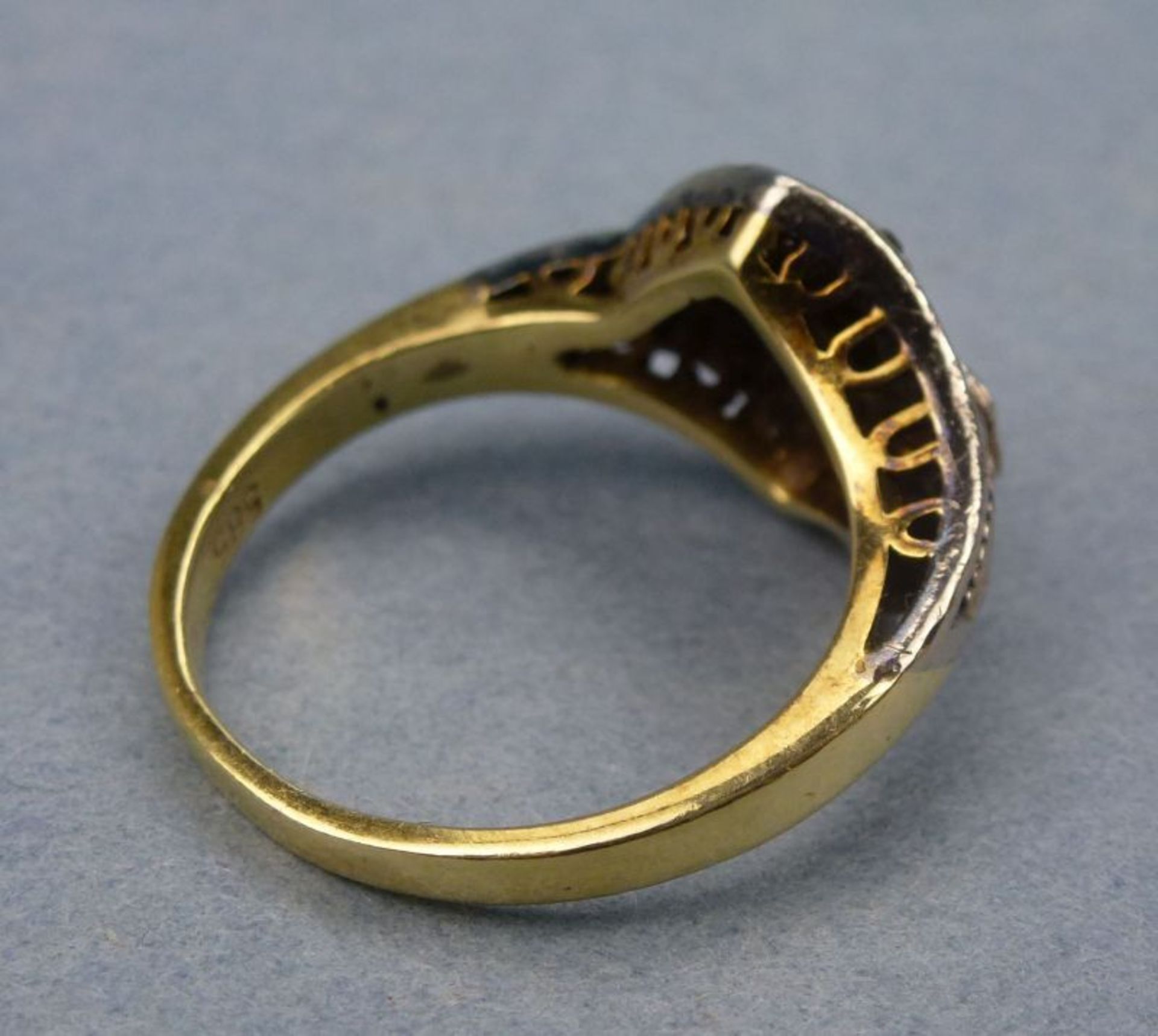 Art-Deco-Ring, 585er Gelb-/Weißgold, 1. Hälfte 20.Jh.<b - Bild 2 aus 2