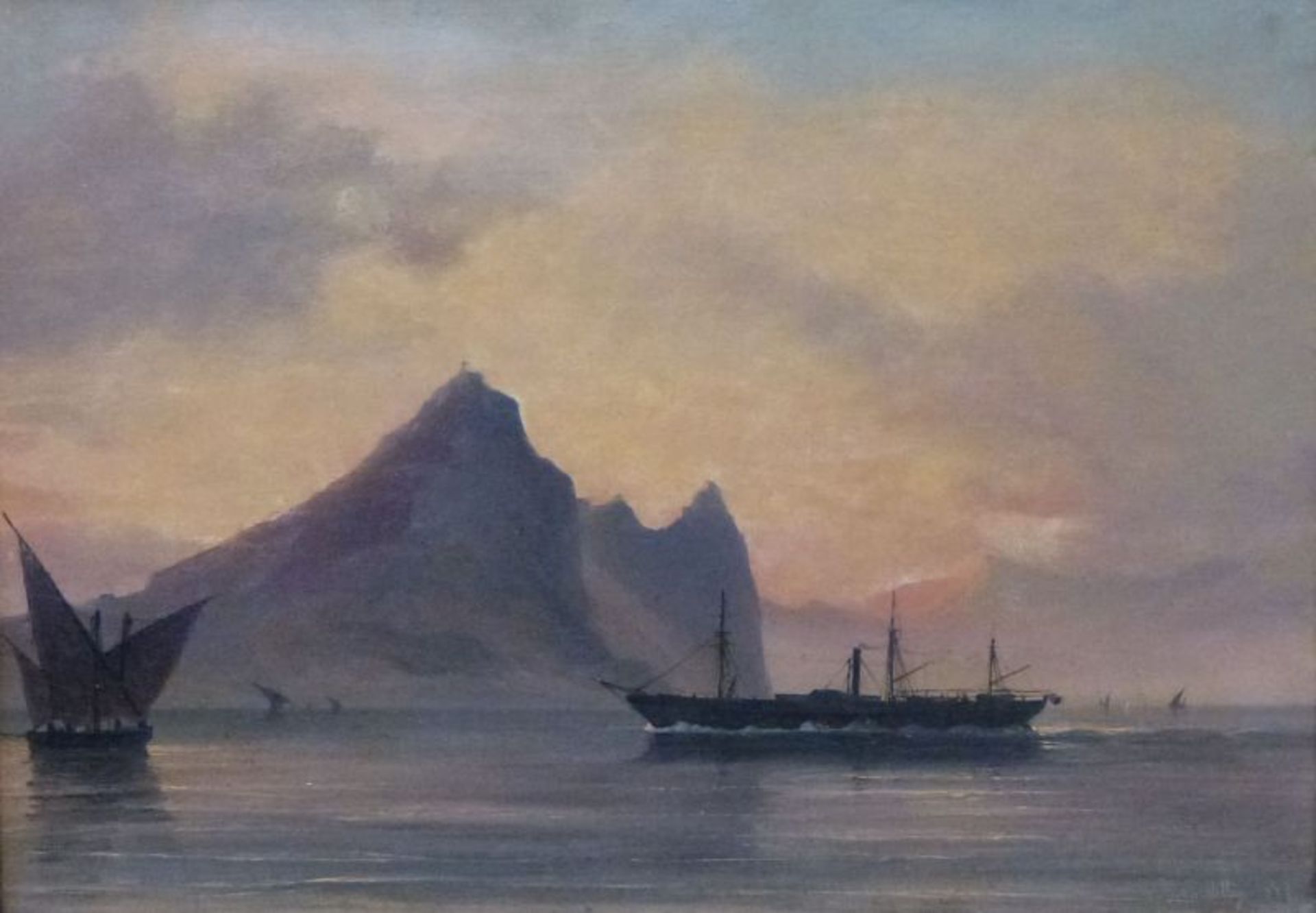 Segeldampfer in Fjordlandschaft