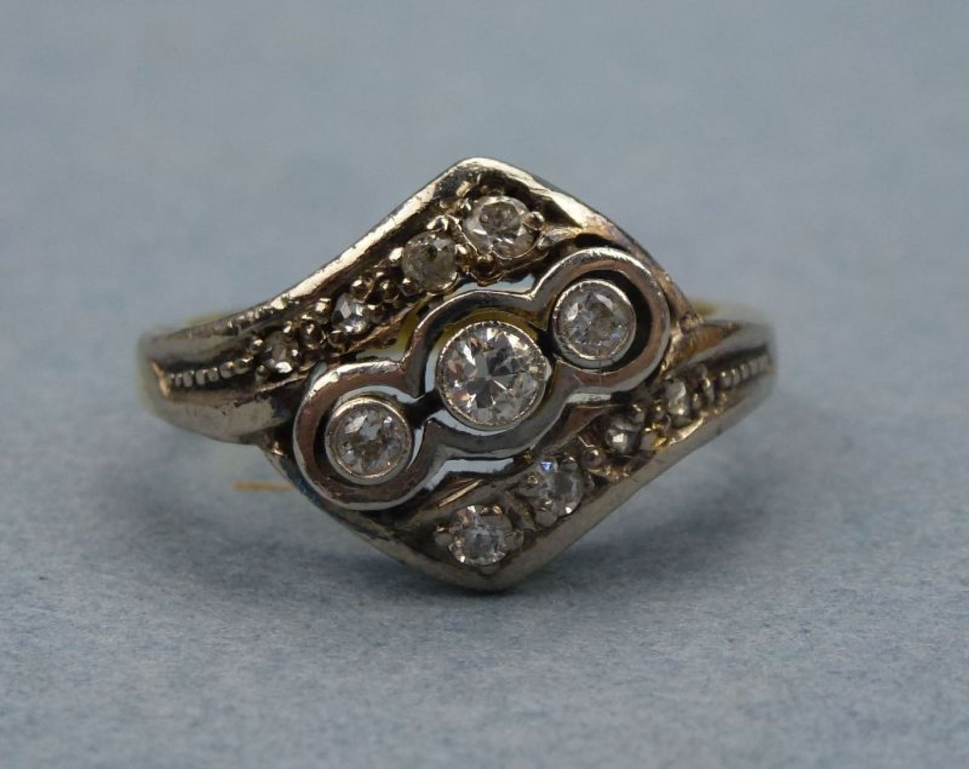 Art-Deco-Ring, 585er Gelb-/Weißgold, 1. Hälfte 20.Jh.<b