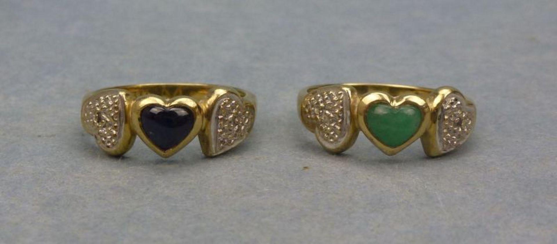 Paar Herz-Ringe, 333er Gelbgold - Image 2 of 2