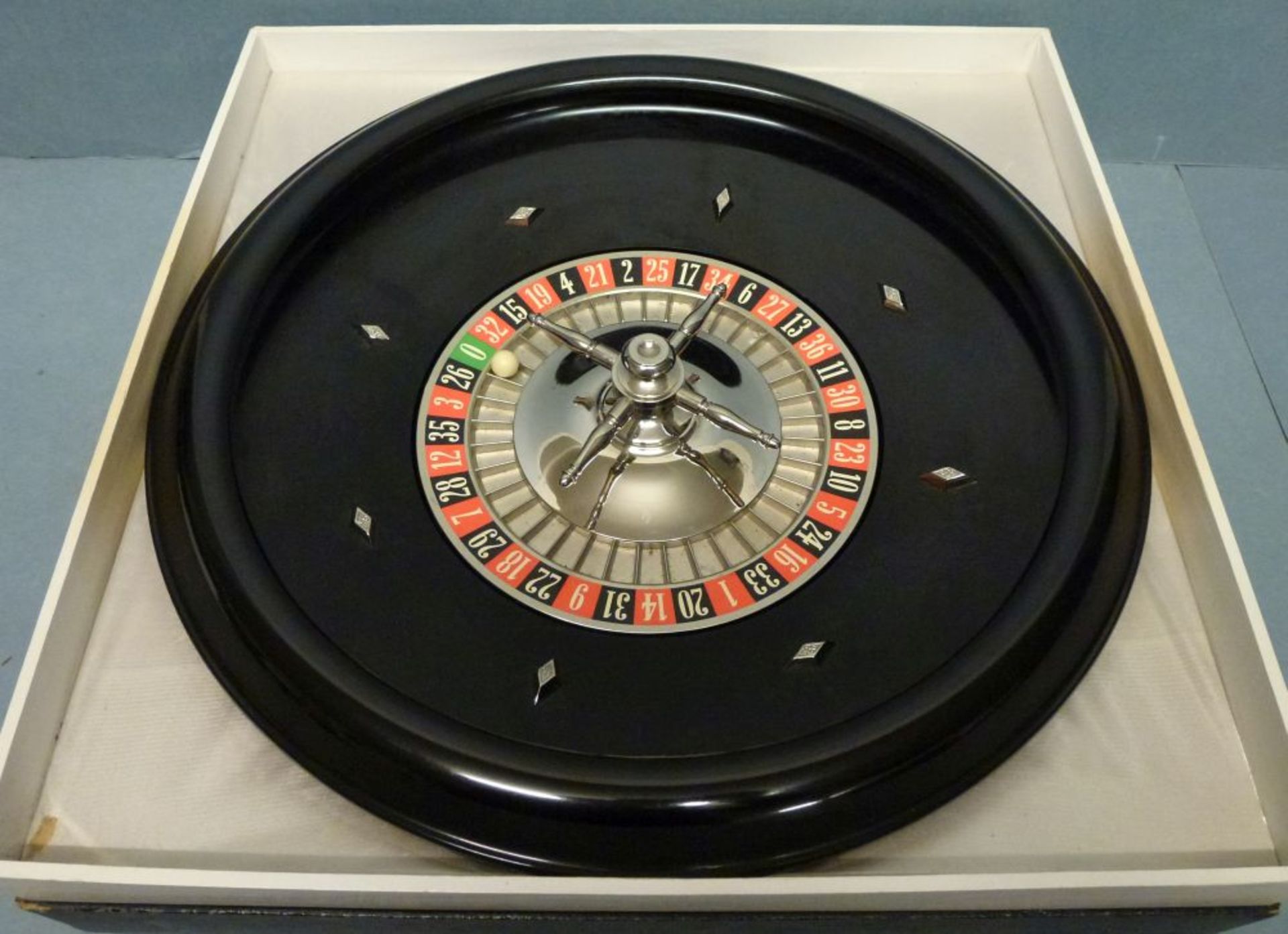 Roulette, 1960/70er JahreSpear-Spiel Nr. 71450, Kunststoff, verchromtes Metall, Dm 46 cm