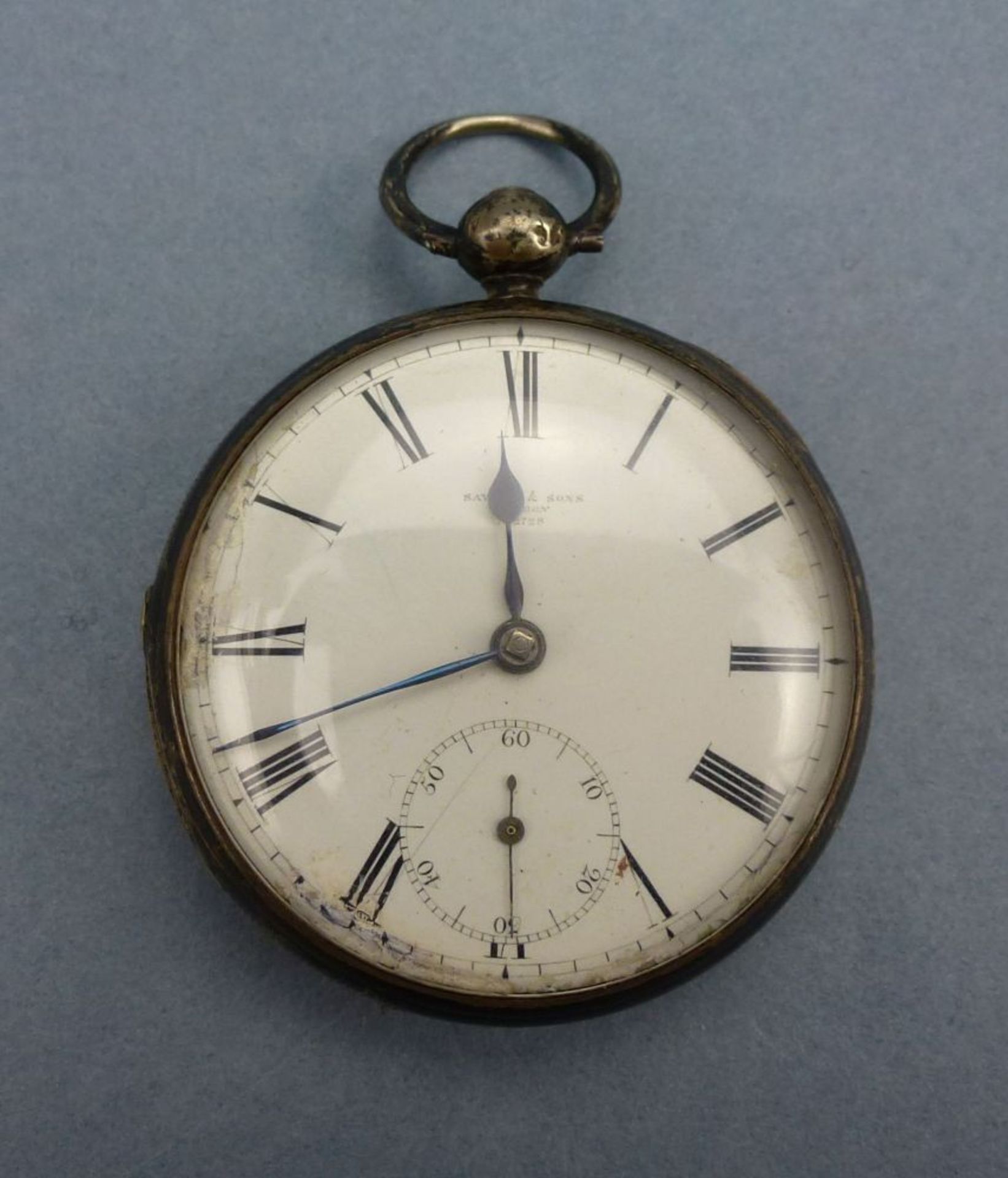 Taschenuhr, Cornhill, London 1839925er Silber, Spitzzahn-Ankerwerk, Emaille-Zifferblatt (besch.), - Bild 2 aus 5