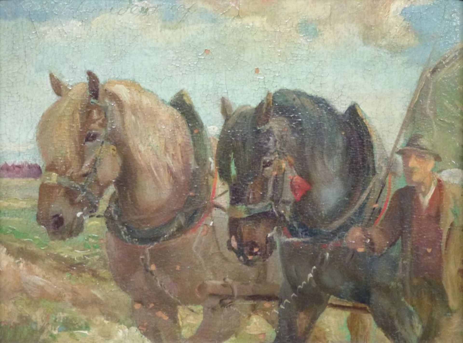 Bauer mit PferdewagenWilhelm Westerop, 1876-1954Öl/Platte, sign., craqueliert, viele kl.