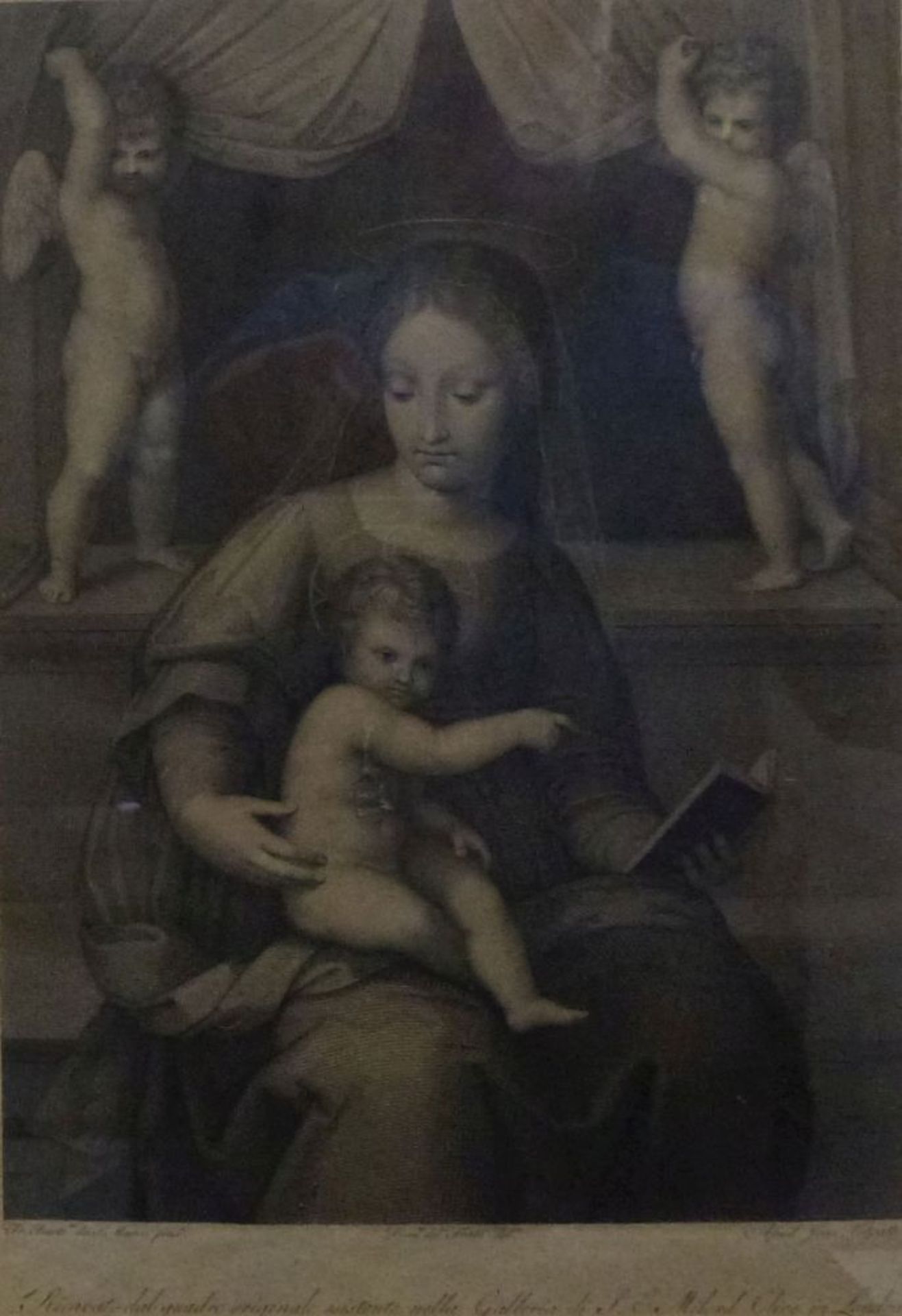 MadonnaGiovanni Volpato, 1733 - 1803Kupferstich, Maria mit Jesusknabe und Buch, restaur. Riss,