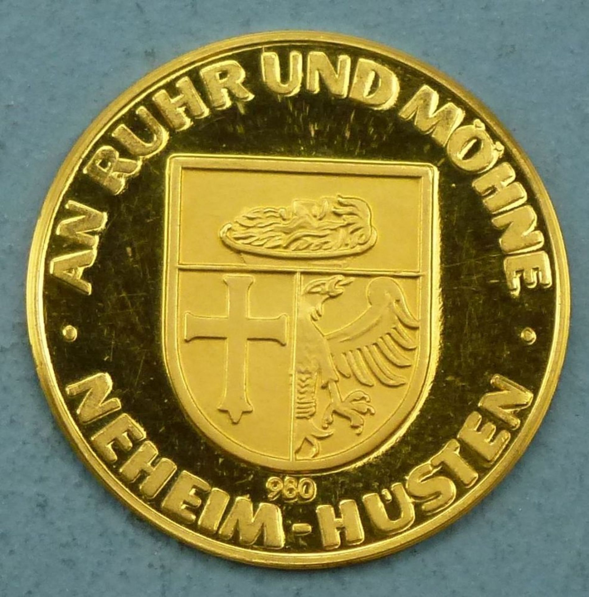 Goldmünze "Tor zum Sauerland Neheim-Hüsten"980er, 3,48 g, sehr guter Zustand - Bild 2 aus 2